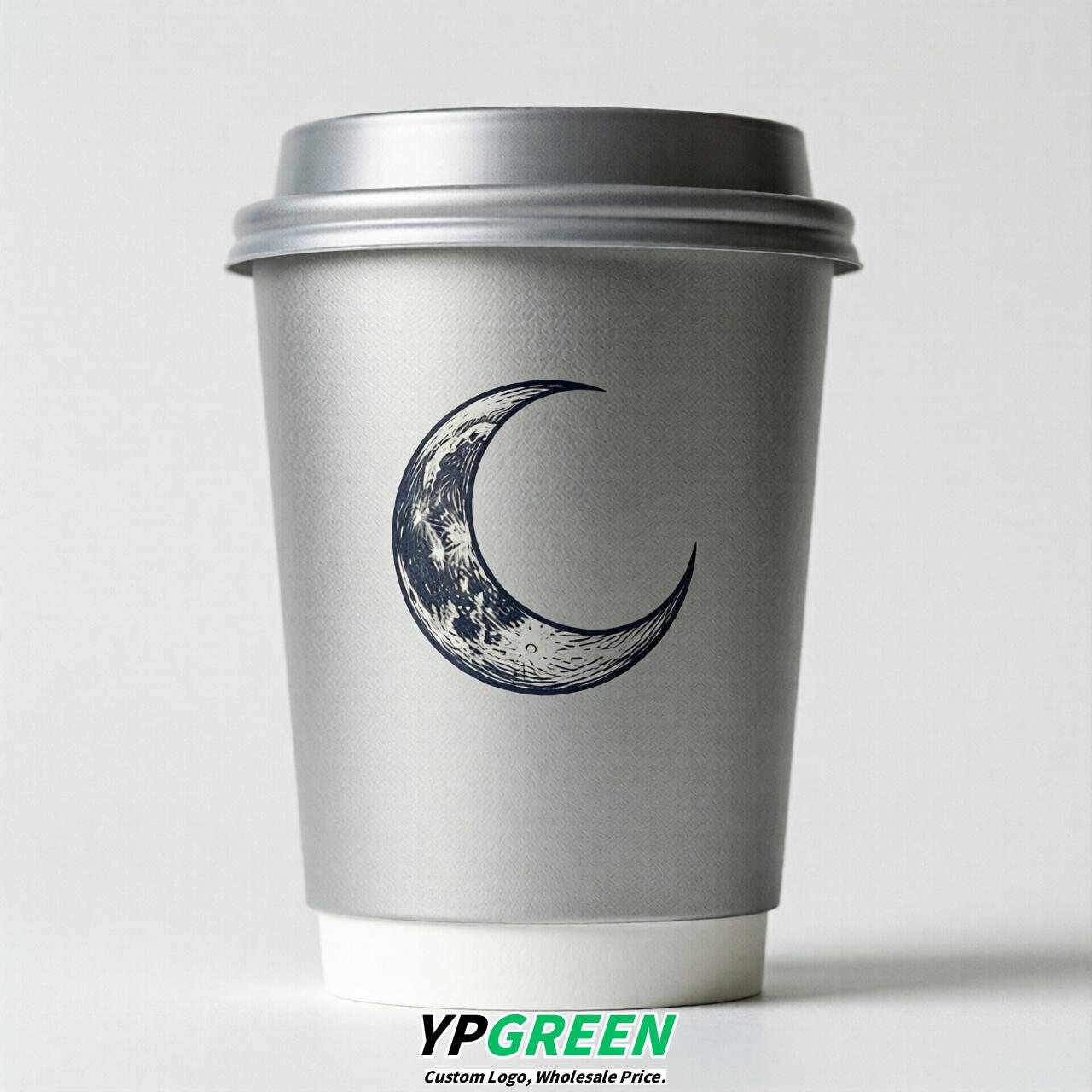 Silver Moon Paper Cups with Lids 8-24oz