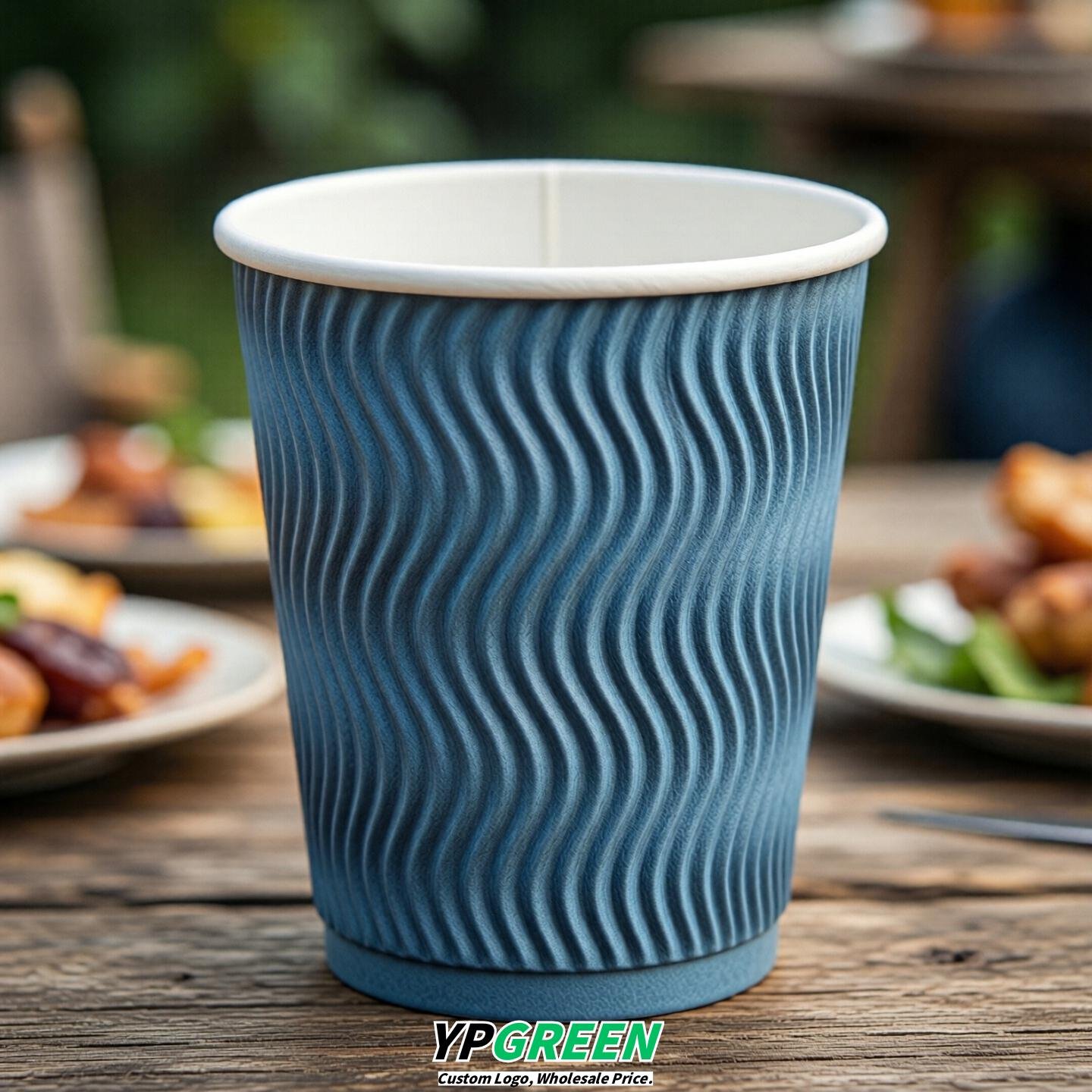 Sky Blue Embossed Paper Cups 10oz/12oz/16oz/20oz/22oz
