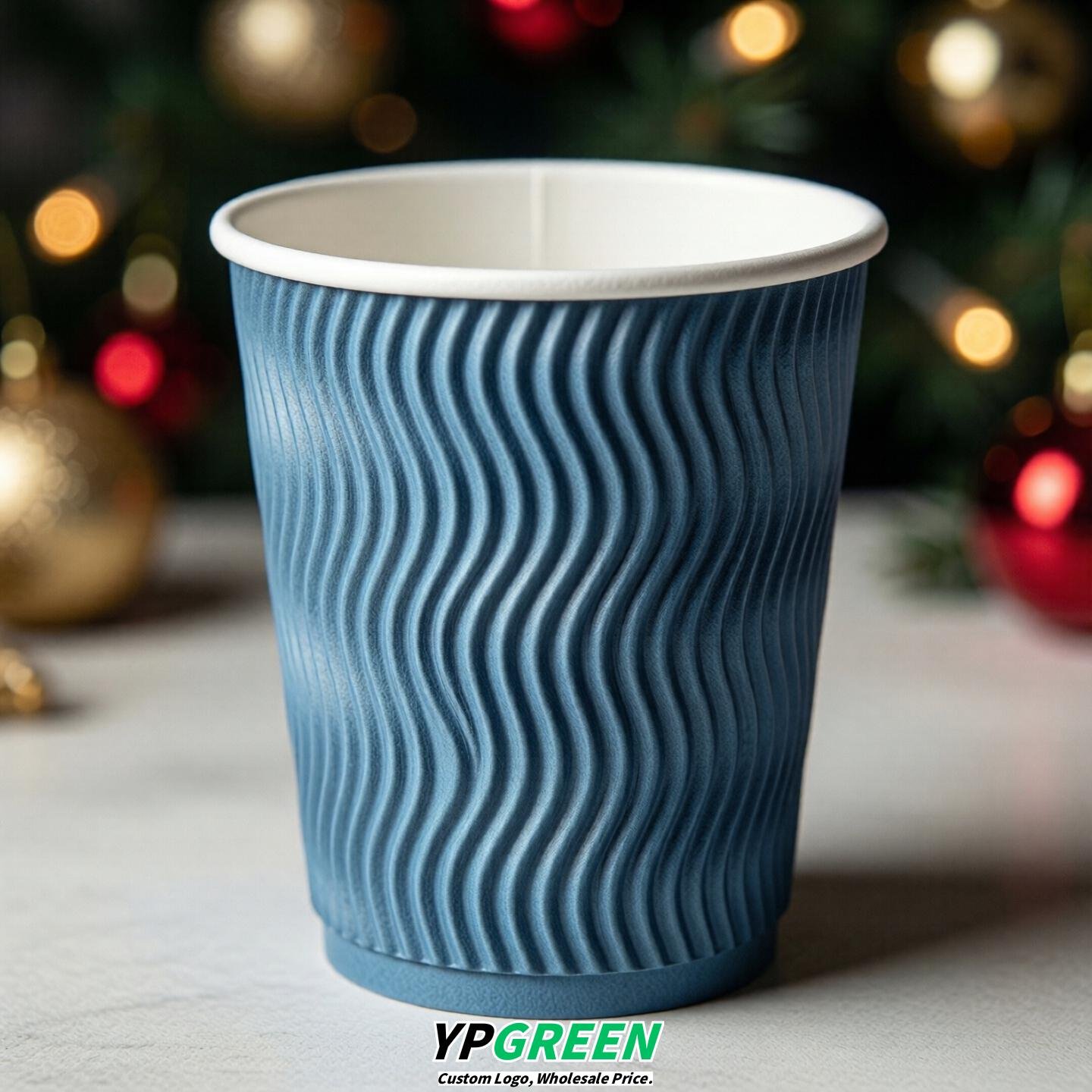 Sky Blue Embossed Paper Cups 10oz/12oz/16oz/20oz/22oz