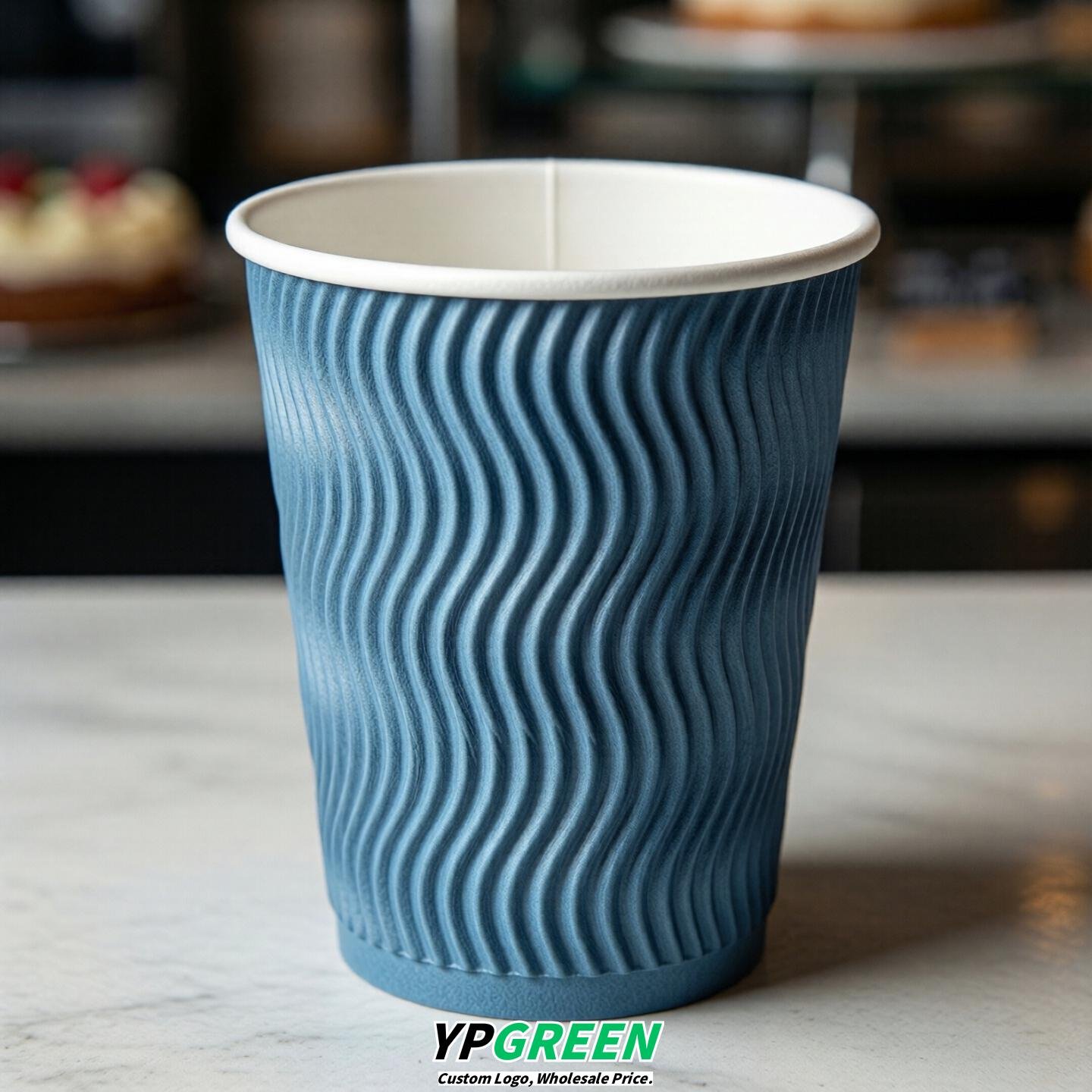 Sky Blue Embossed Paper Cups 10oz/12oz/16oz/20oz/22oz