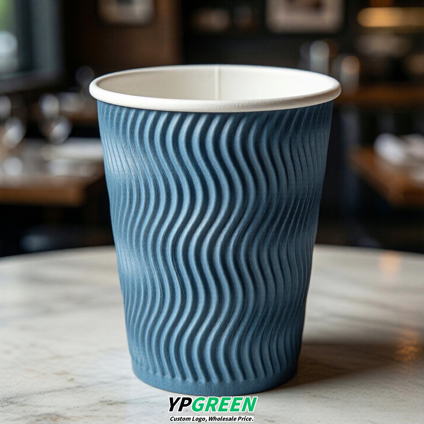 Sky Blue Embossed Paper Cups 10oz/12oz/16oz/20oz/22oz