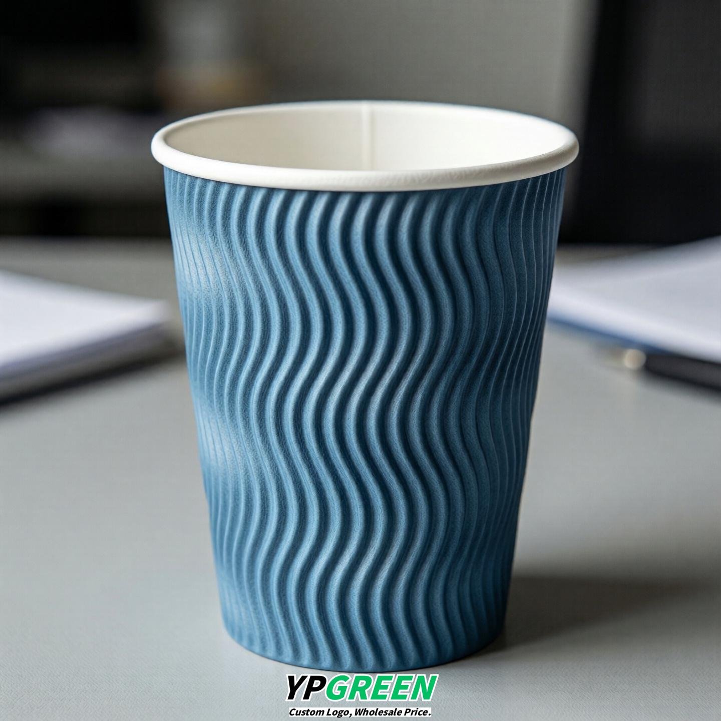 Sky Blue Embossed Paper Cups 10oz/12oz/16oz/20oz/22oz