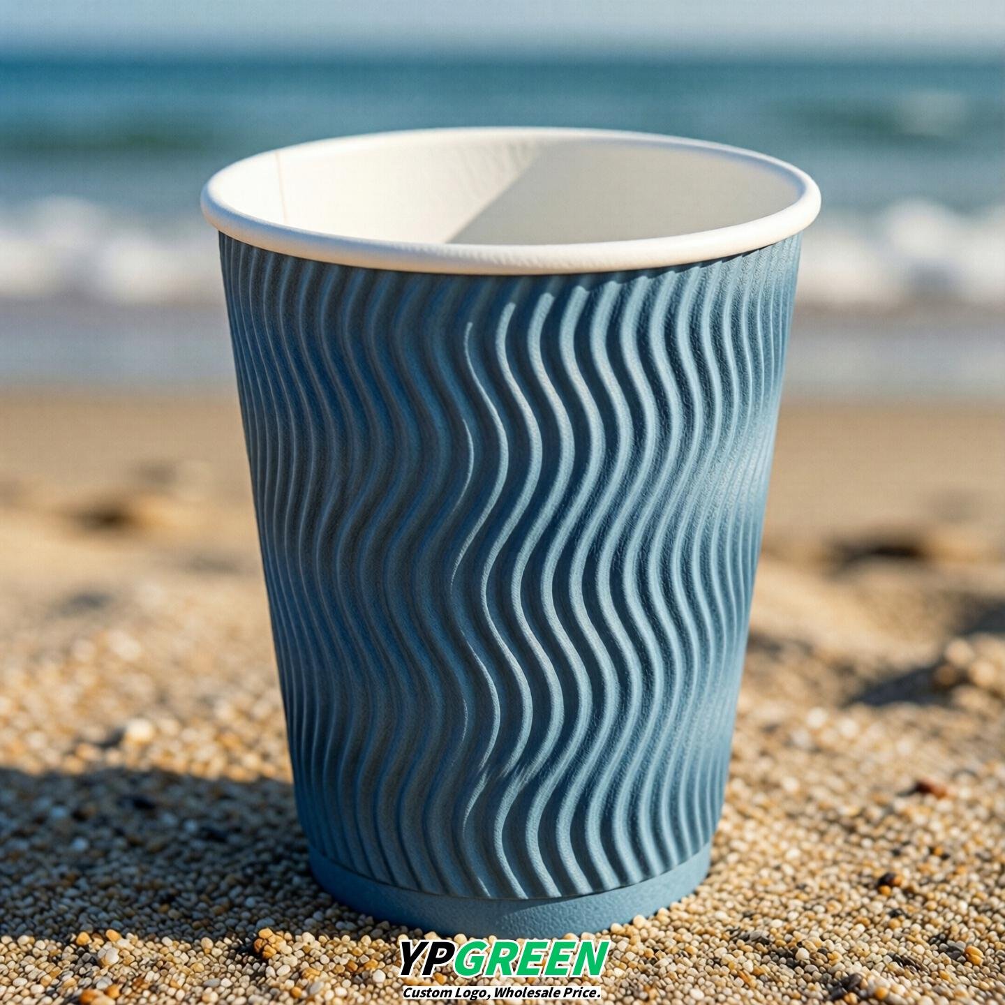 Sky Blue Embossed Paper Cups 10oz/12oz/16oz/20oz/22oz