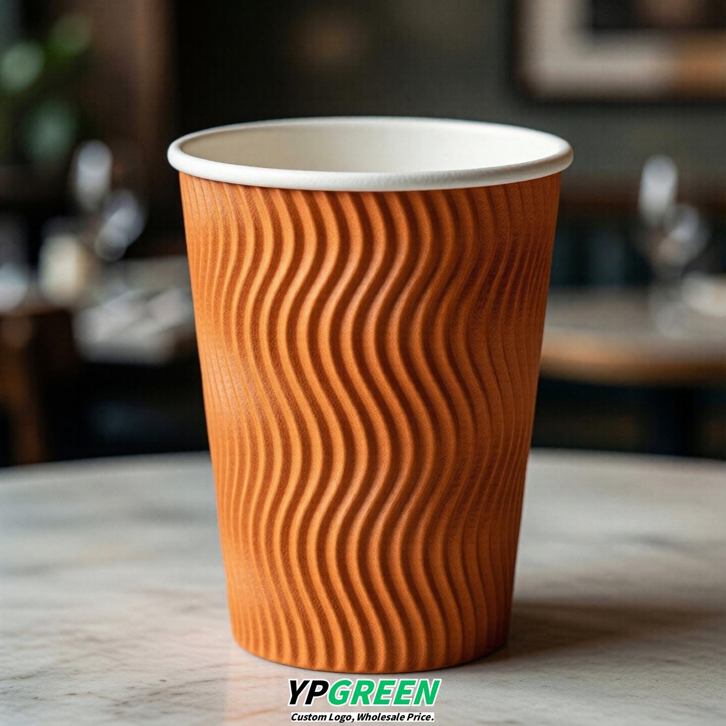 Tangerine Embossed Paper Cups 10oz/12oz/16oz/20oz/22oz