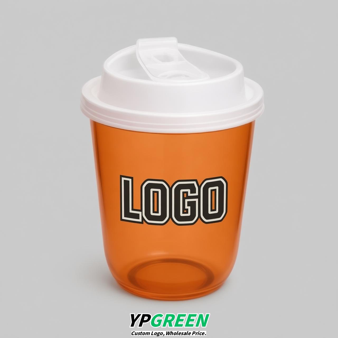 Tangerine U Shape Cups with Lid - Custom Logo PP & PET Plastic Disposable