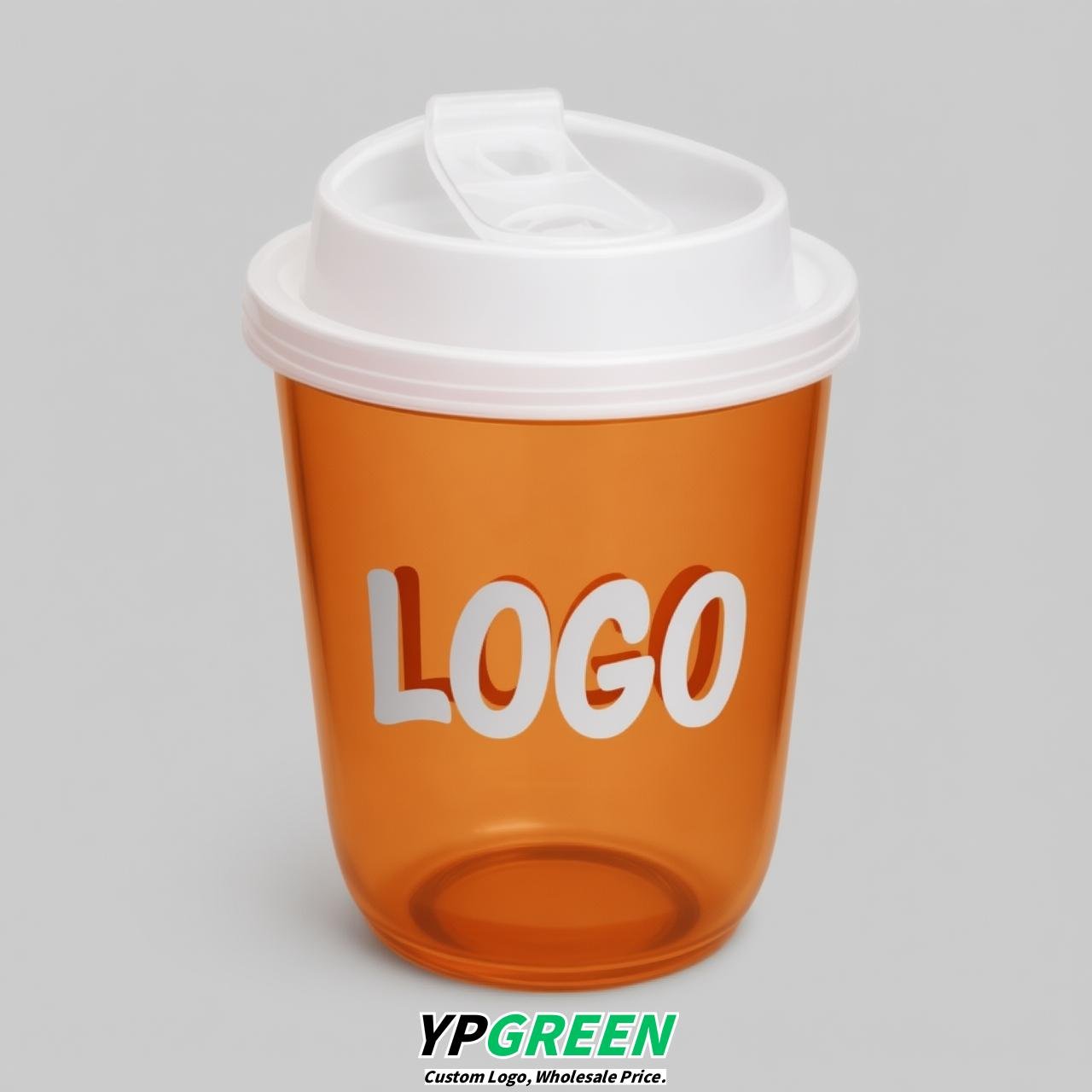 Tangerine U Shape Cups with Lid - Custom Logo PP & PET Plastic Disposable