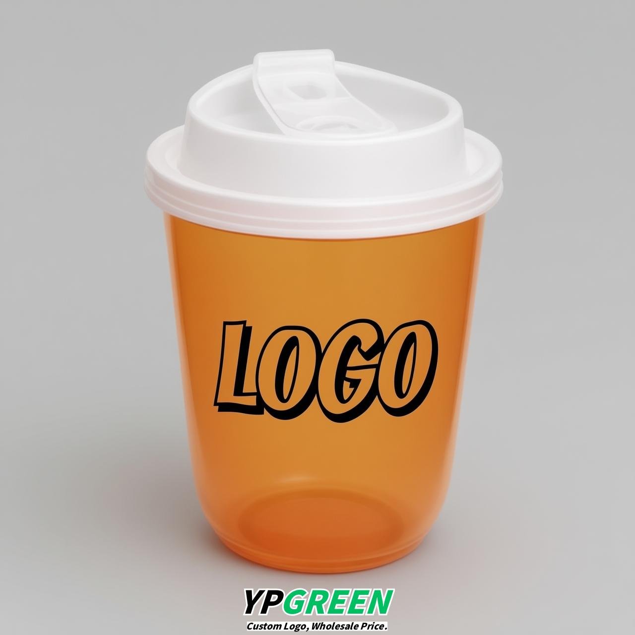 Tangerine U Shape Cups with Lid - Custom Logo PP & PET Plastic Disposable