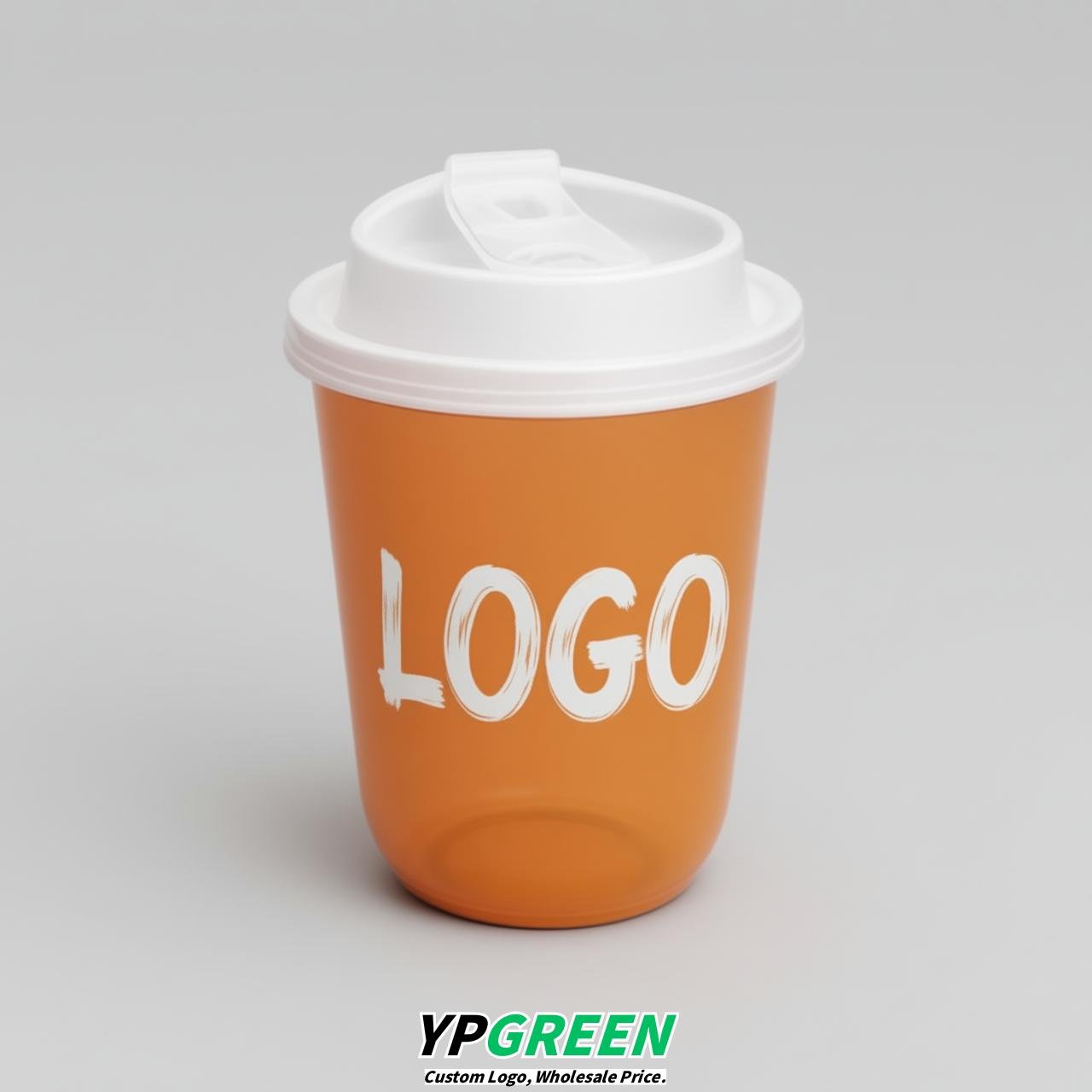Tangerine U Shape Cups with Lid - Custom Logo PP & PET Plastic Disposable
