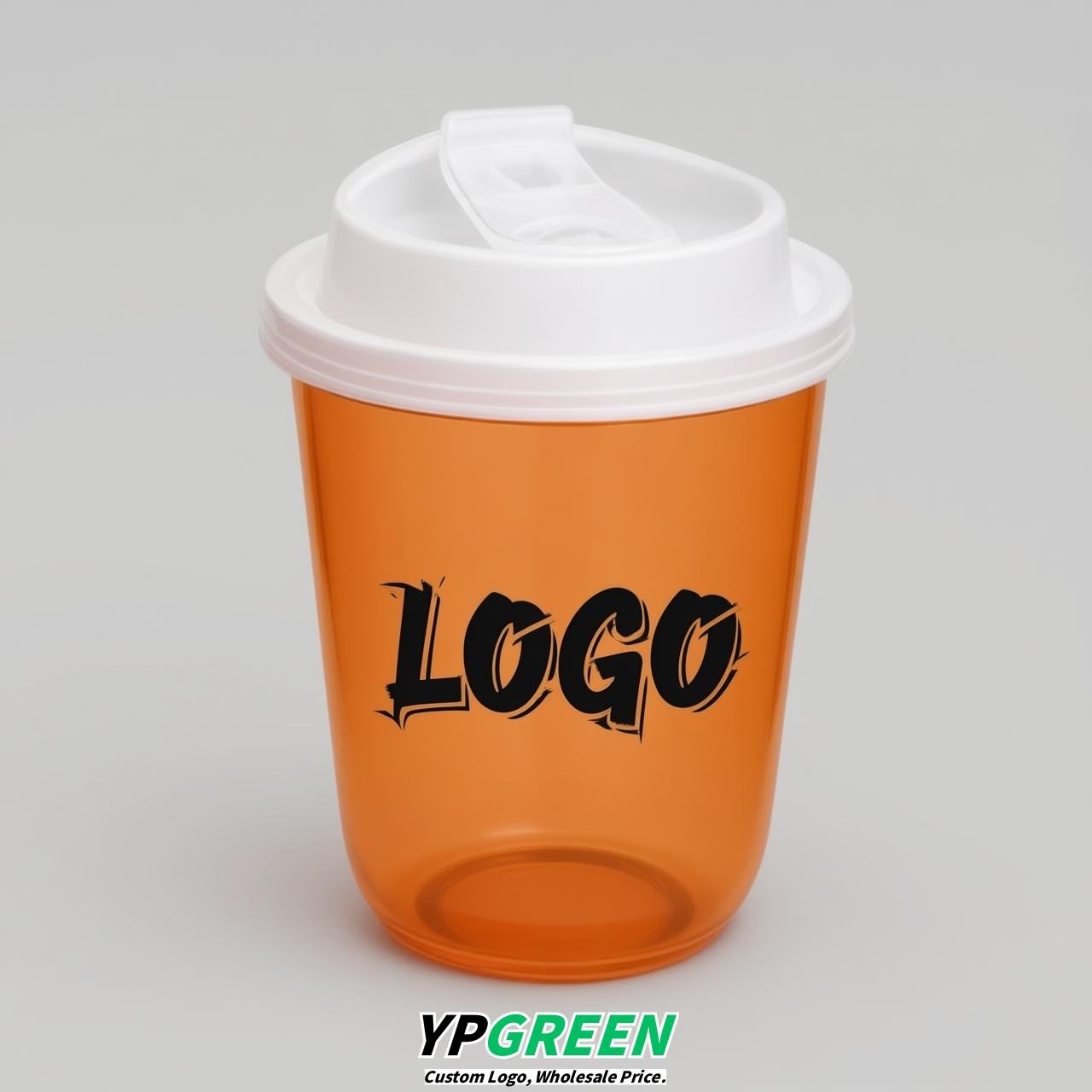 Tangerine U Shape Cups with Lid - Custom Logo PP & PET Plastic Disposable