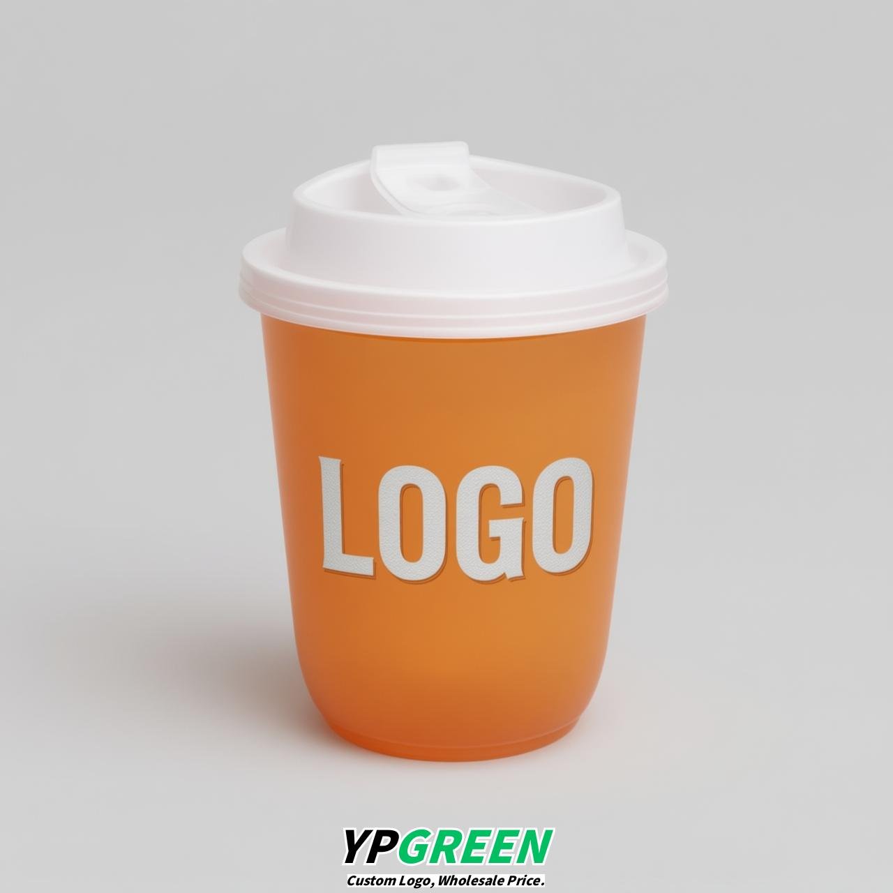 Tangerine U Shape Cups with Lid - Custom Logo PP & PET Plastic Disposable