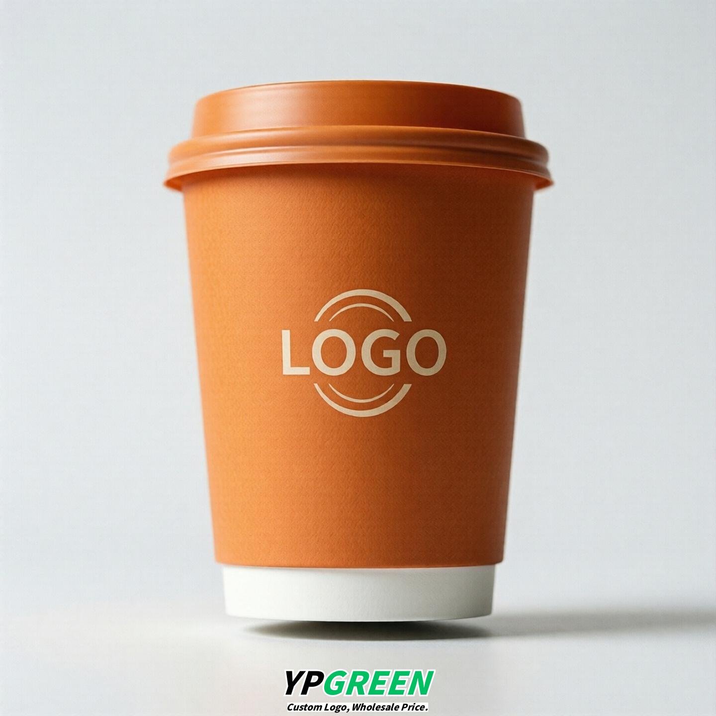 Tangerine Custom Logo Paper Cups: 8-24oz & Double Wall