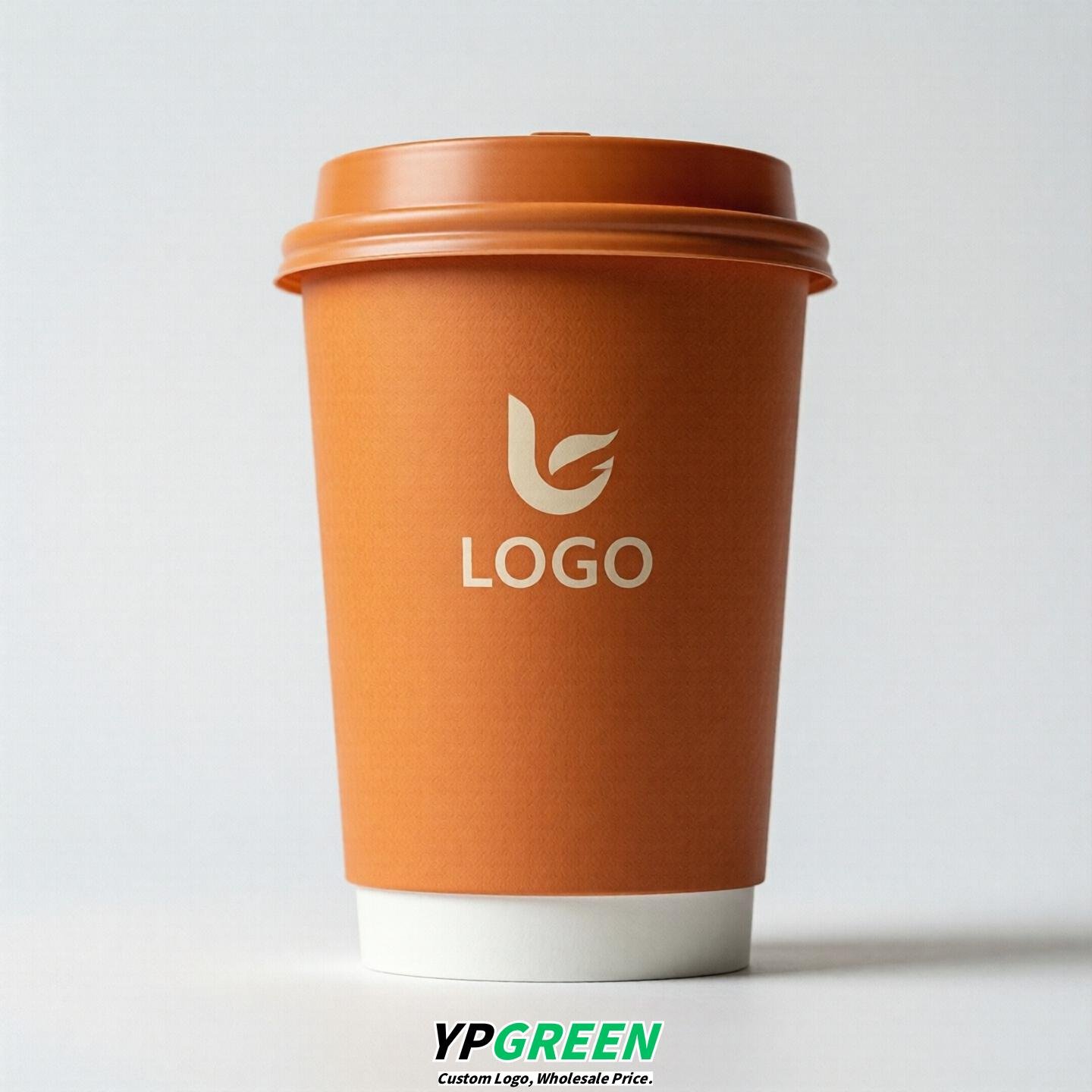 Tangerine Custom Logo Paper Cups: 8-24oz & Double Wall