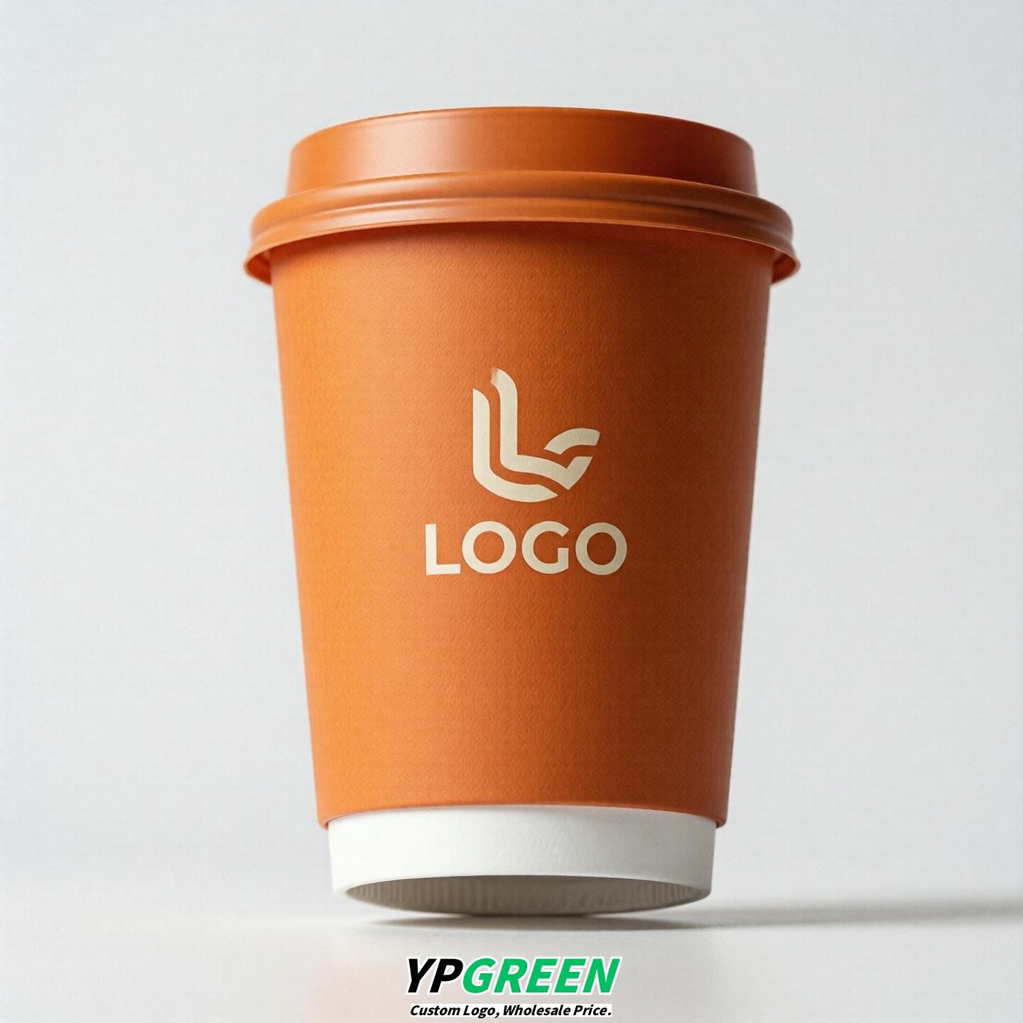 Tangerine Custom Logo Paper Cups: 8-24oz & Double Wall
