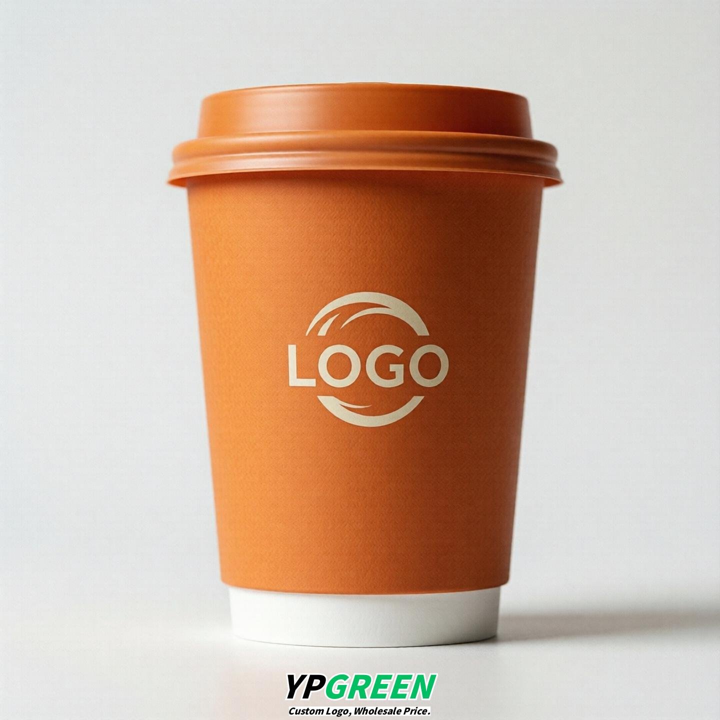 Tangerine Custom Logo Paper Cups: 8-24oz & Double Wall