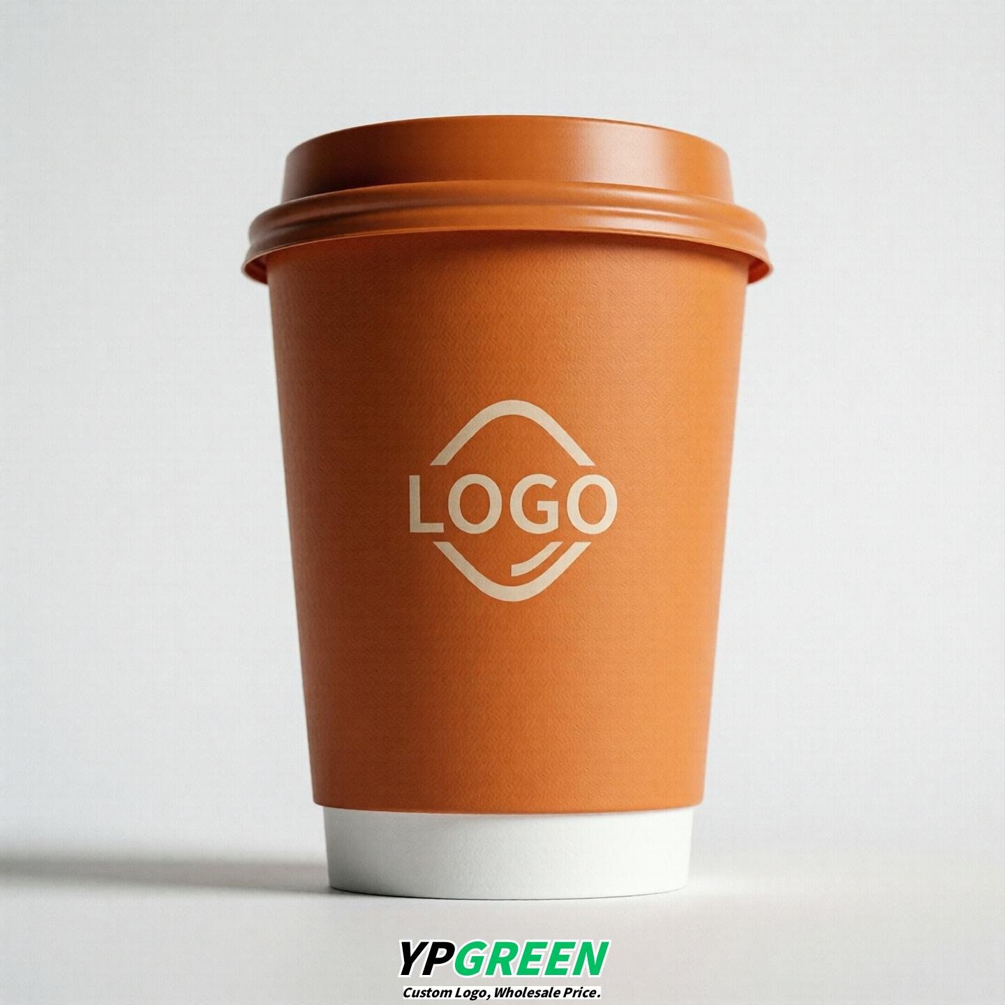 Tangerine Custom Logo Paper Cups: 8-24oz & Double Wall