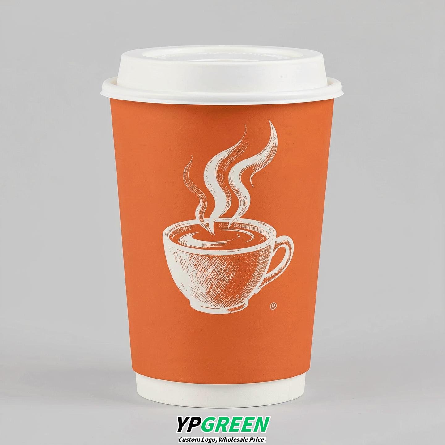 Tangerine Hot Coffee Icon Paper Cups - Disposable Steaming Coffee Design