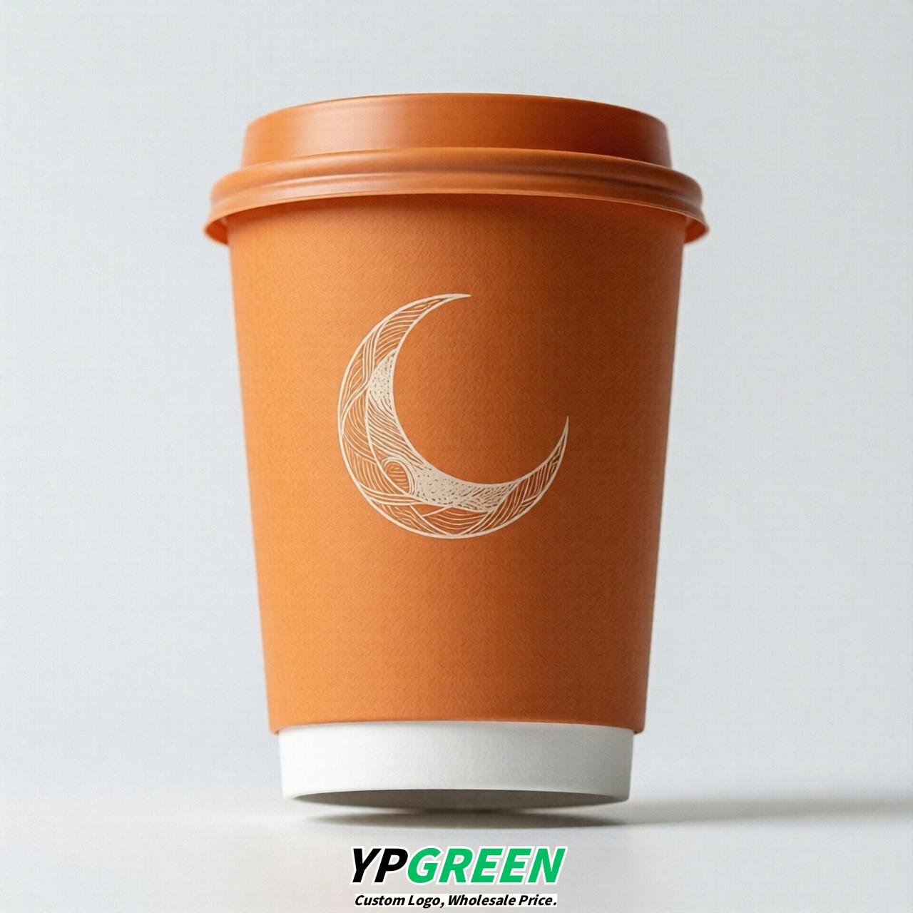 Tangerine Moon Paper Cups with Lids 8-24oz
