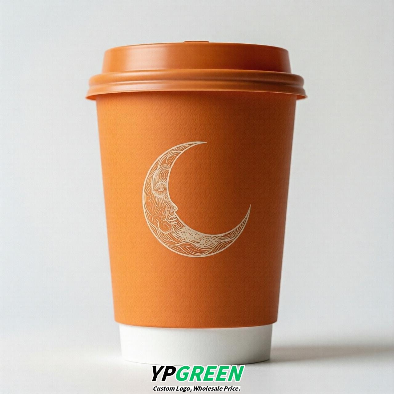 Tangerine Moon Paper Cups with Lids 8-24oz