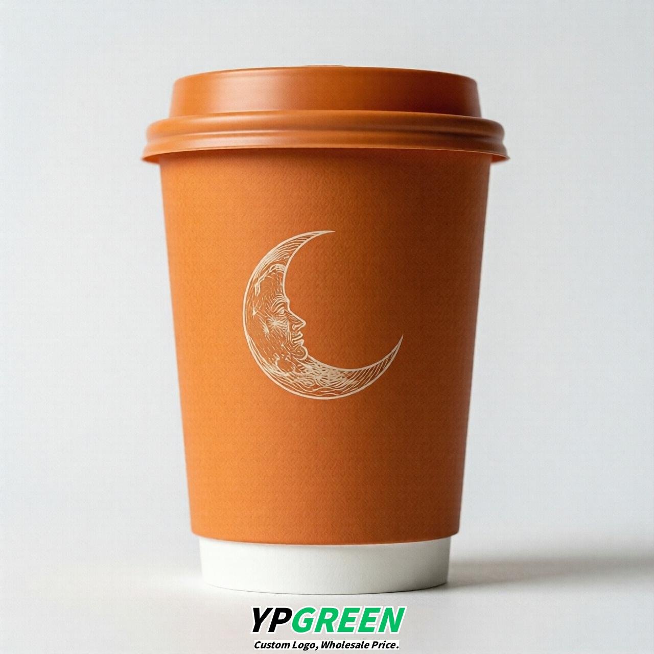 Tangerine Moon Paper Cups with Lids 8-24oz