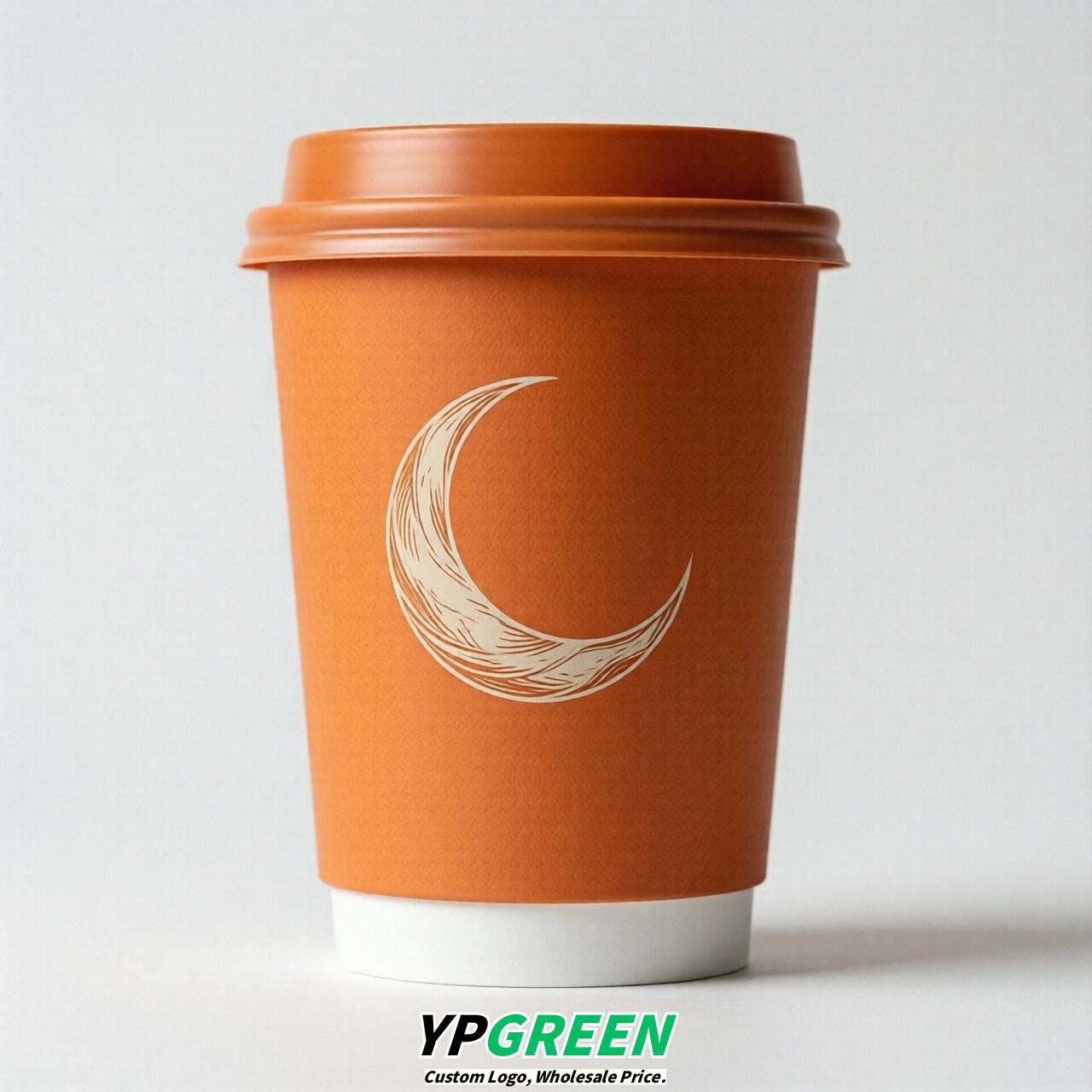 Tangerine Moon Paper Cups with Lids 8-24oz