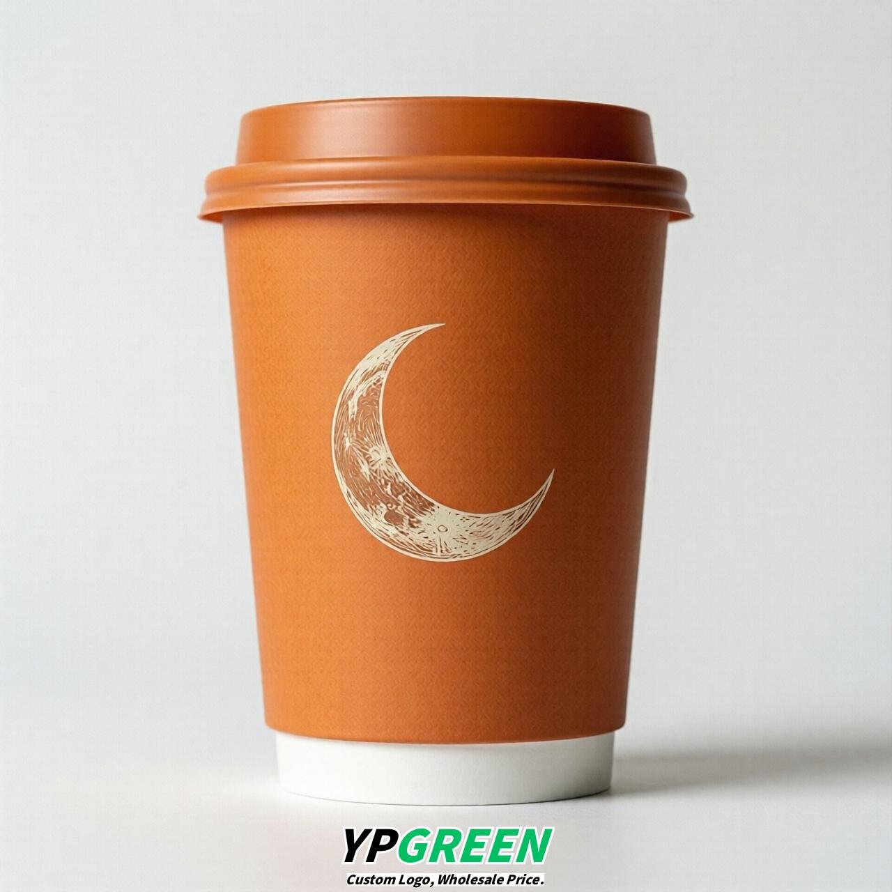 Tangerine Moon Paper Cups with Lids 8-24oz