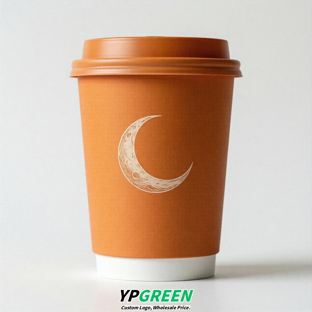 Tangerine Moon Paper Cups with Lids 8-24oz