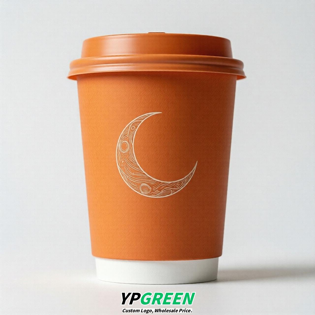 Tangerine Moon Paper Cups with Lids 8-24oz