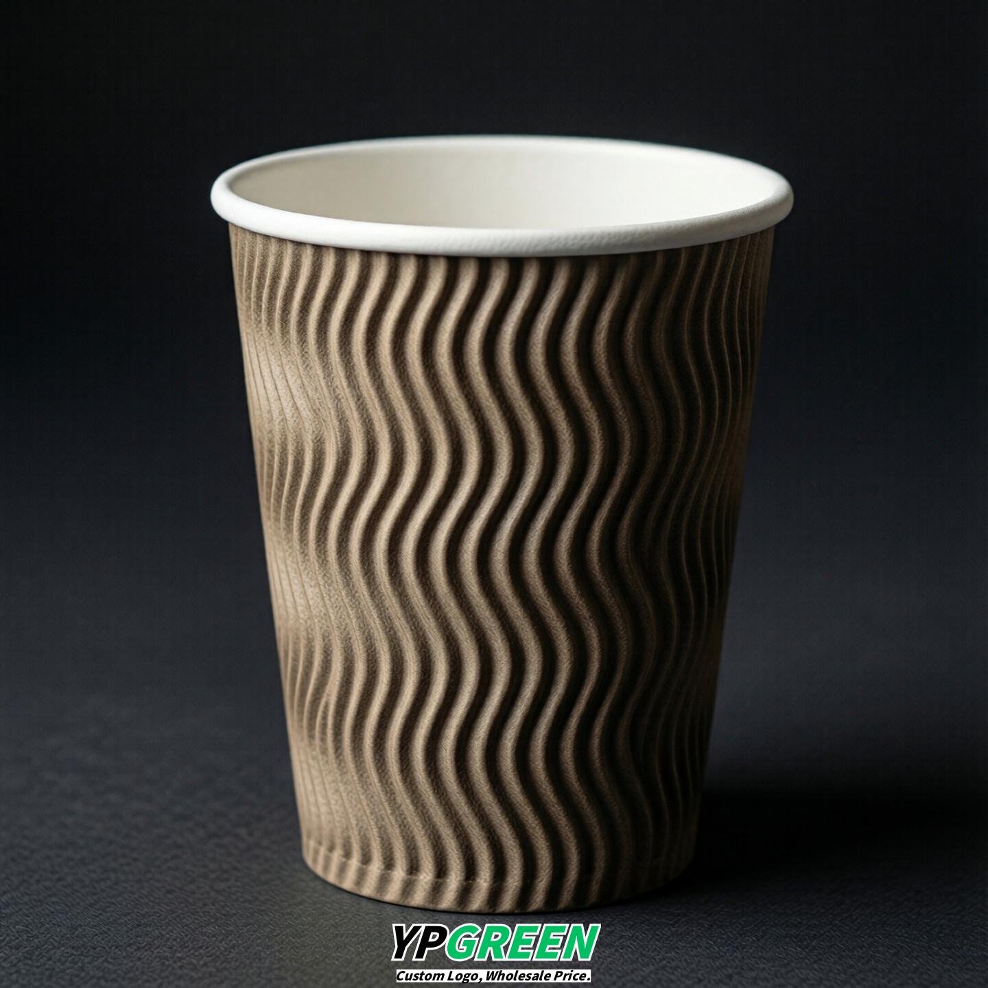 Taupe Embossed Paper Cups 10oz/12oz/16oz/20oz/22oz
