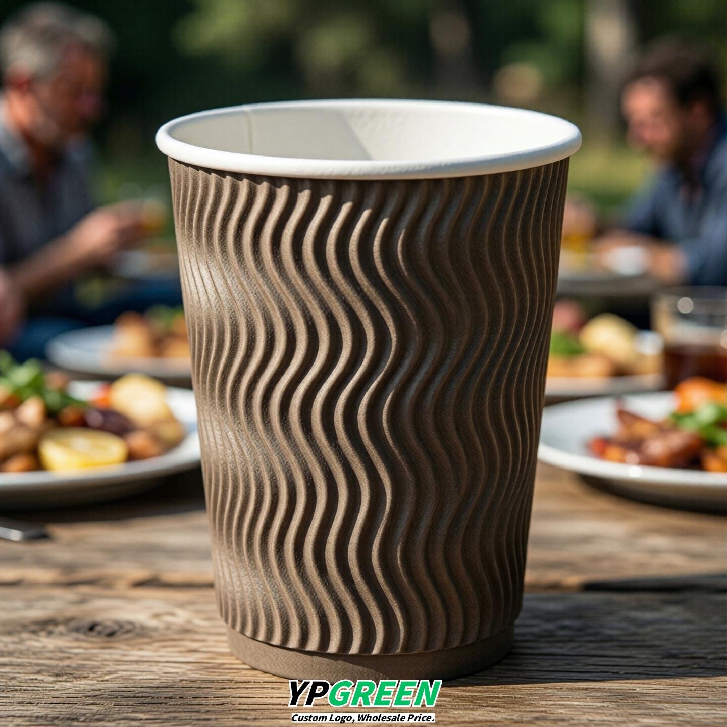 Taupe Embossed Paper Cups 10oz/12oz/16oz/20oz/22oz