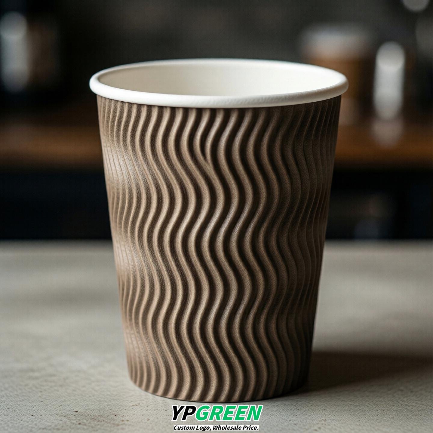 Taupe Embossed Paper Cups 10oz/12oz/16oz/20oz/22oz