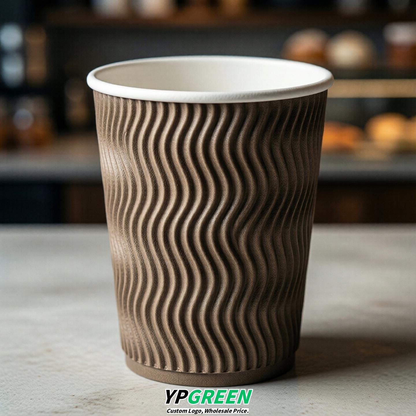 Taupe Embossed Paper Cups 10oz/12oz/16oz/20oz/22oz
