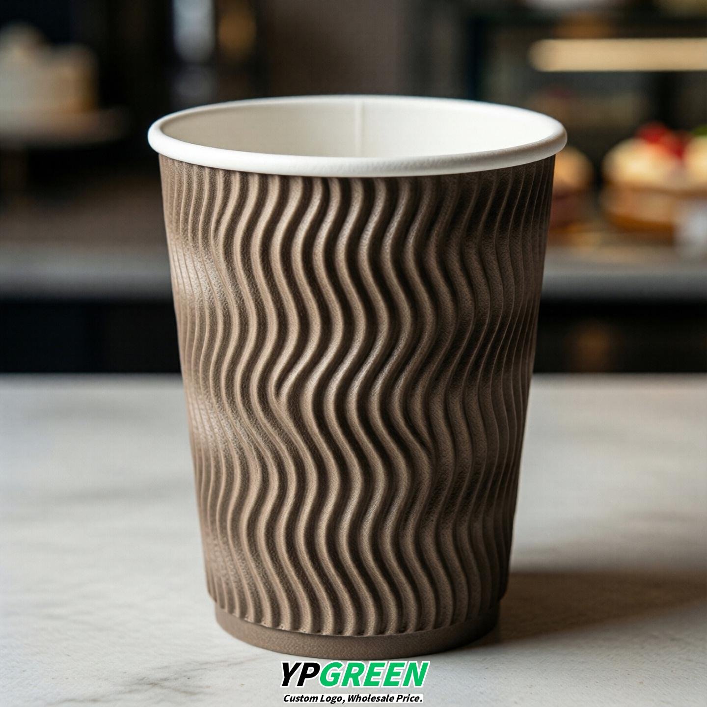 Taupe Embossed Paper Cups 10oz/12oz/16oz/20oz/22oz
