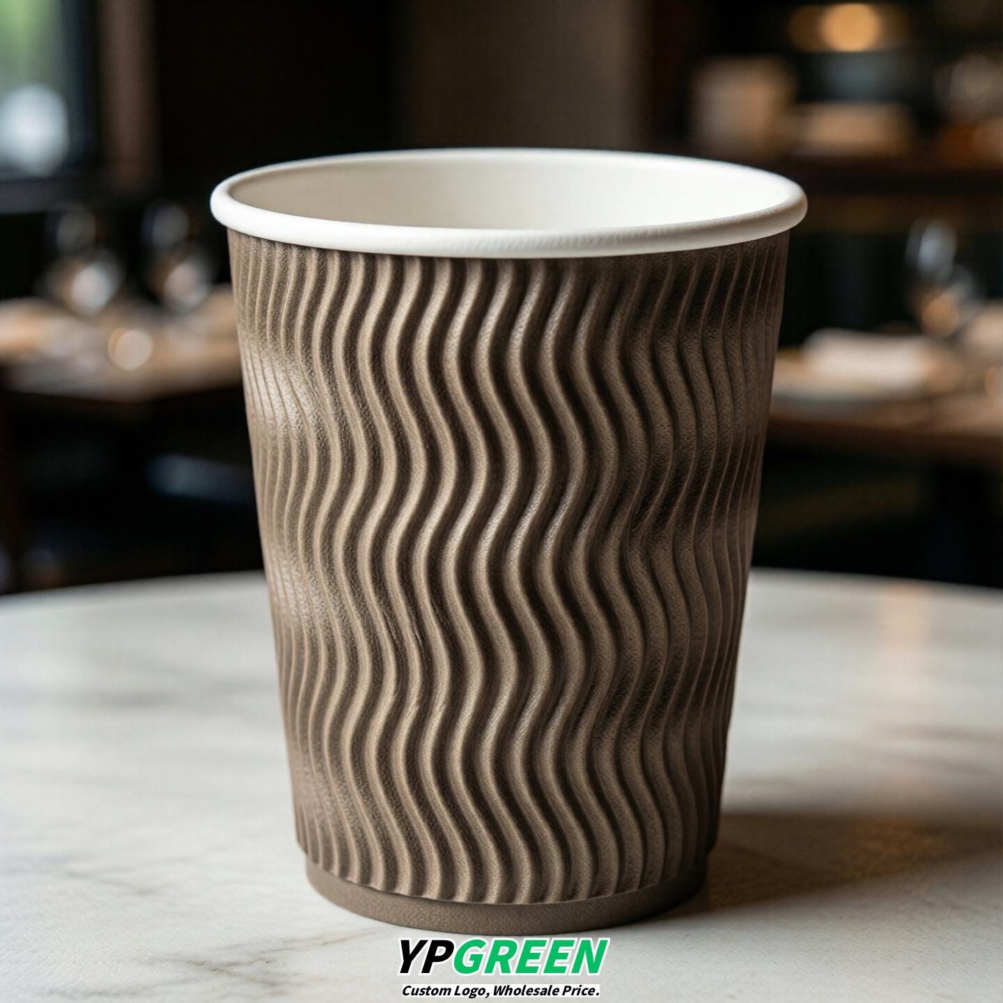 Taupe Embossed Paper Cups 10oz/12oz/16oz/20oz/22oz