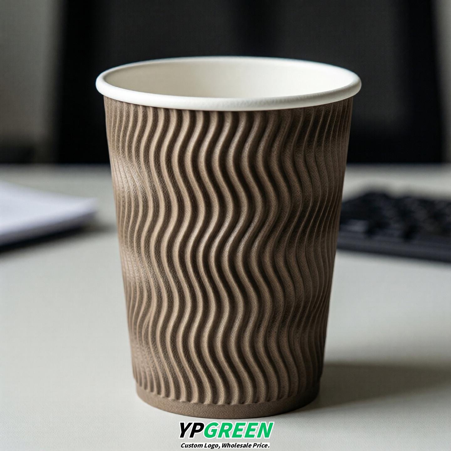 Taupe Embossed Paper Cups 10oz/12oz/16oz/20oz/22oz