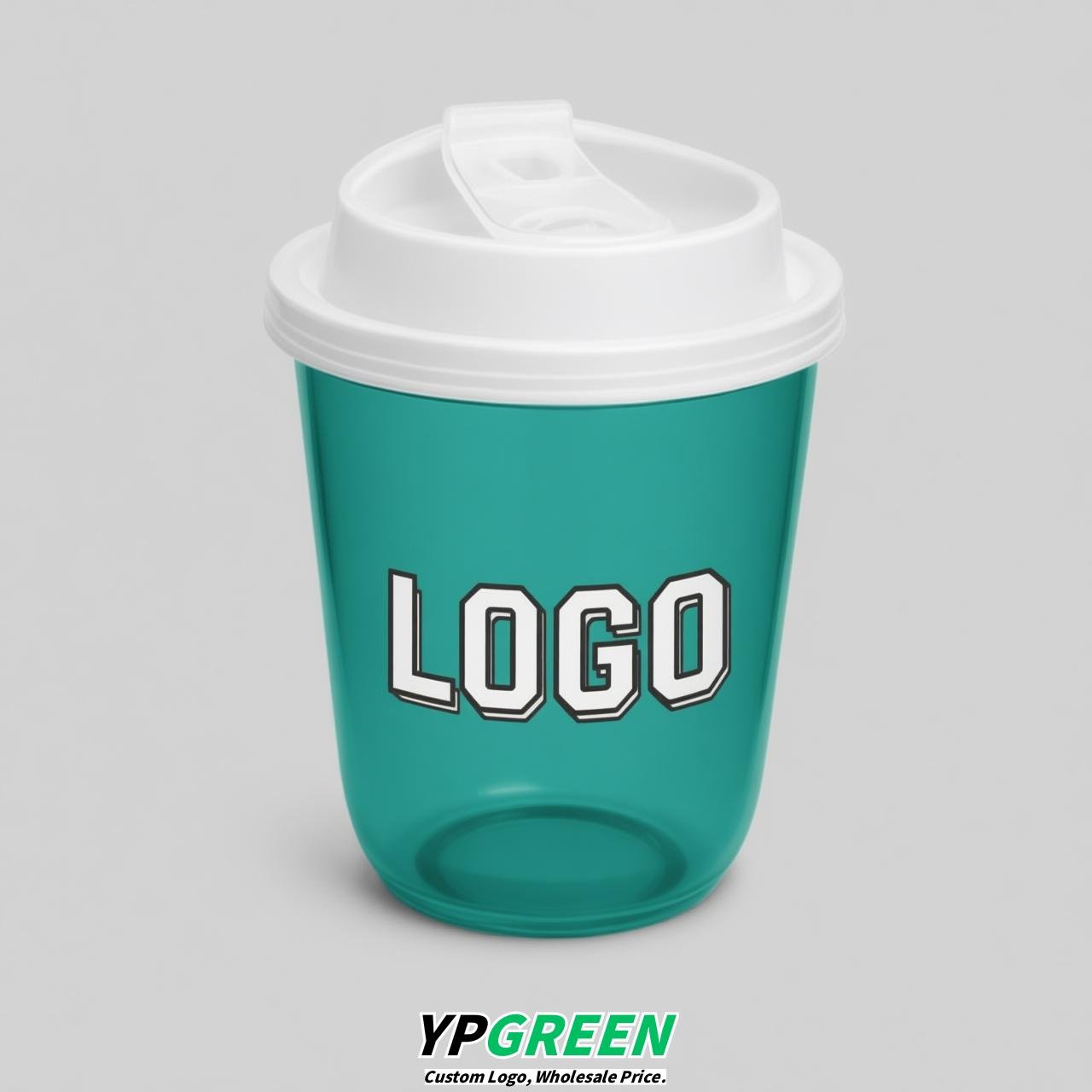 Teal U Shape Cups with Lid - Custom Logo PP & PET Plastic Disposable