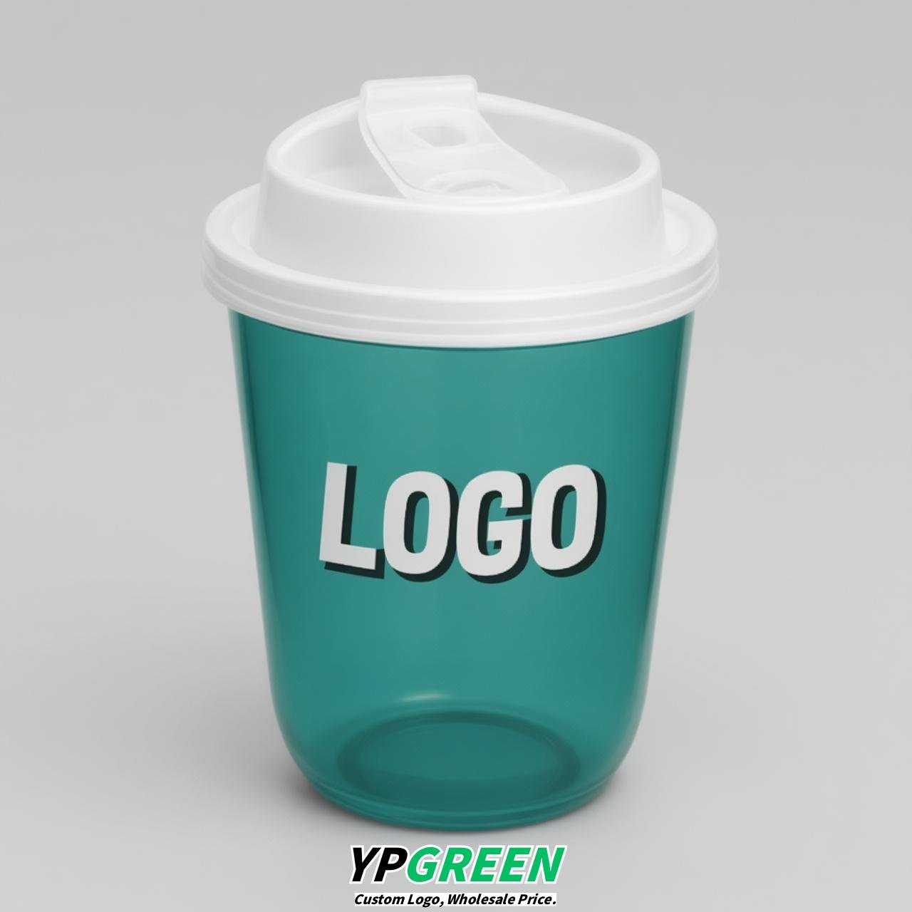Teal U Shape Cups with Lid - Custom Logo PP & PET Plastic Disposable