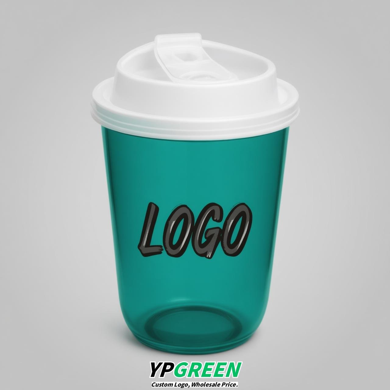 Teal U Shape Cups with Lid - Custom Logo PP & PET Plastic Disposable
