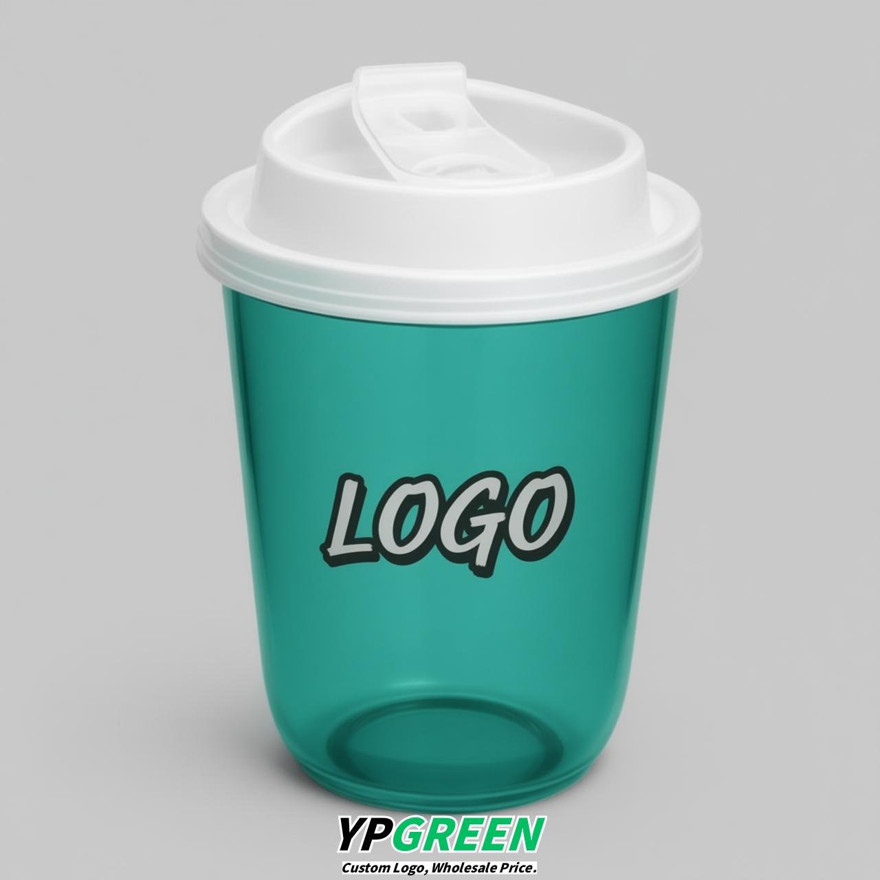 Teal U Shape Cups with Lid - Custom Logo PP & PET Plastic Disposable