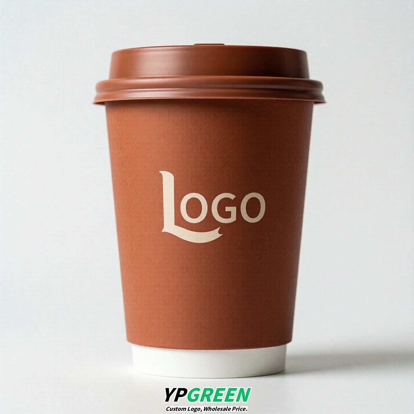 Terracotta Custom Logo Paper Cups: 8-24oz & Double Wall