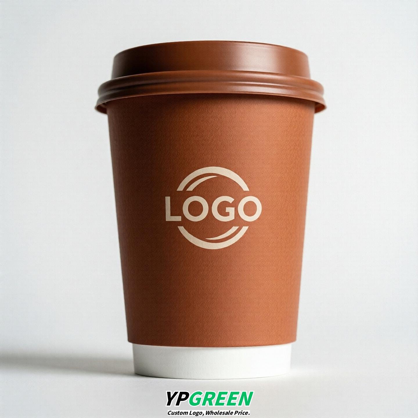 Terracotta Custom Logo Paper Cups: 8-24oz & Double Wall