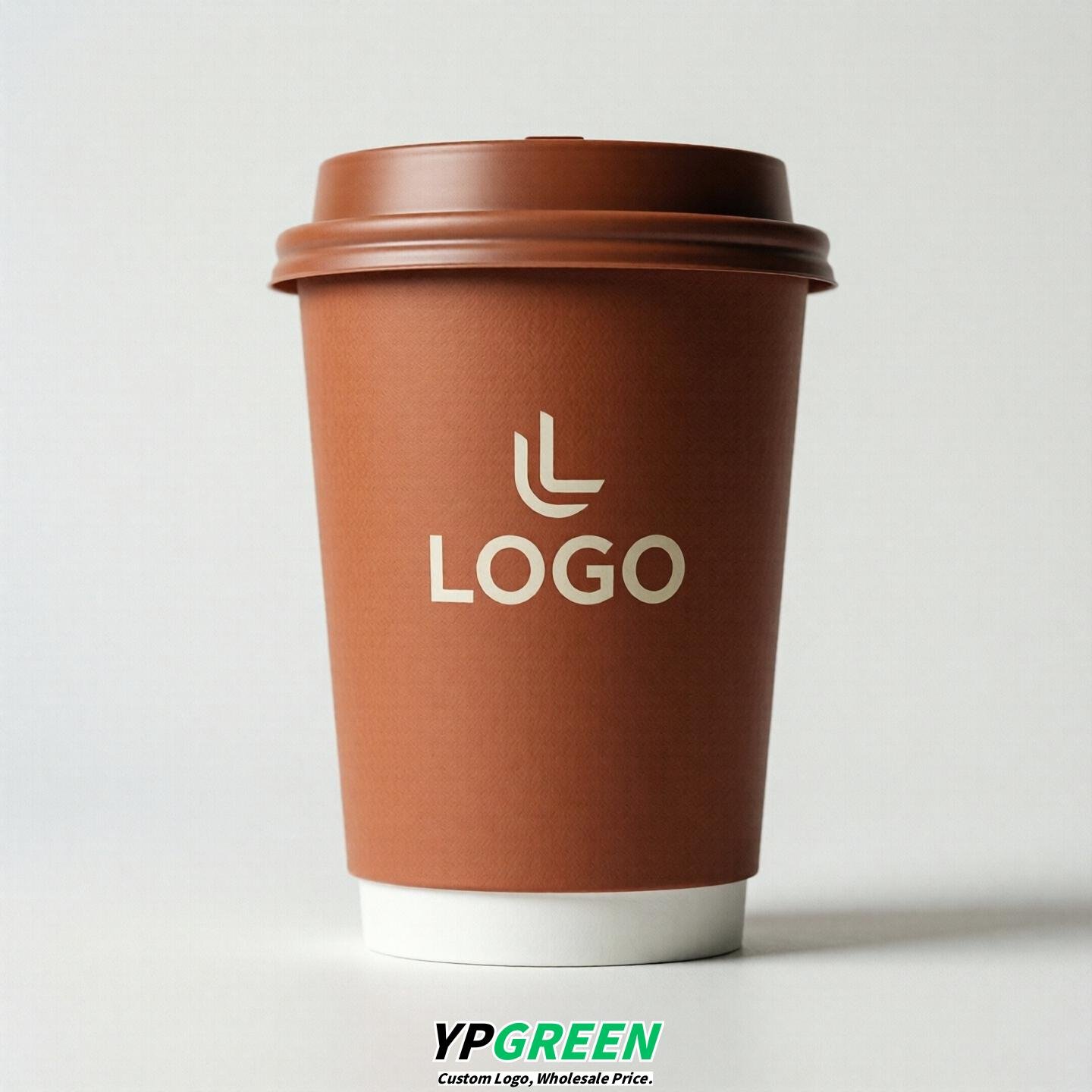 Terracotta Custom Logo Paper Cups: 8-24oz & Double Wall