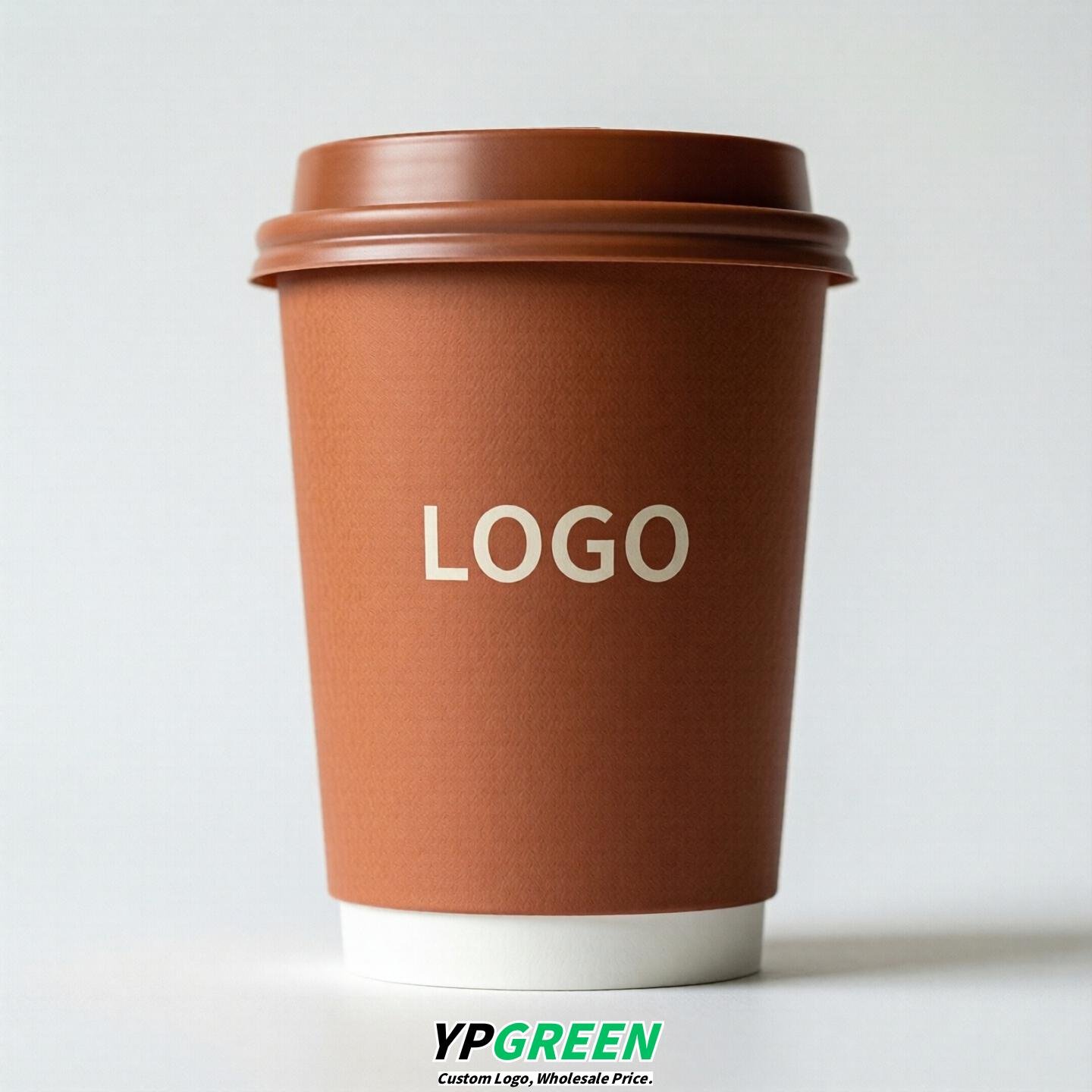 Terracotta Custom Logo Paper Cups: 8-24oz & Double Wall