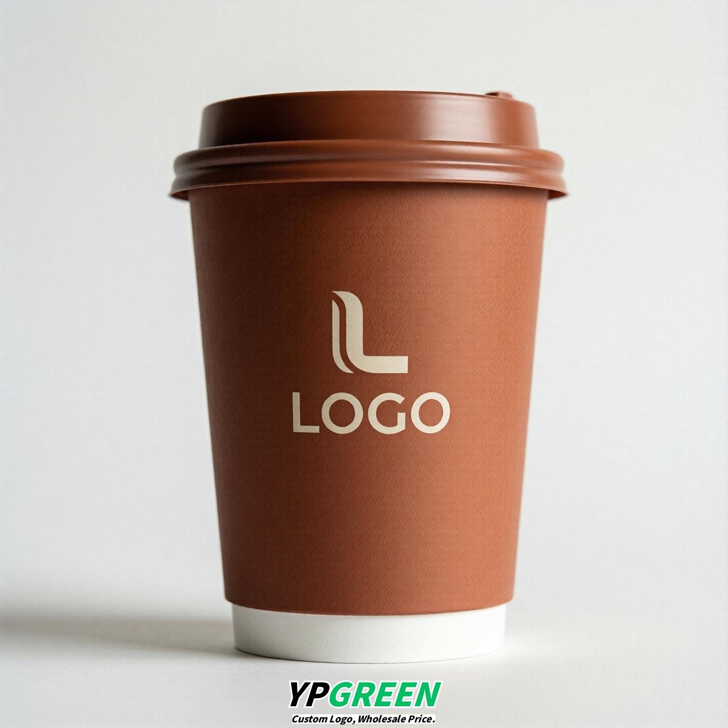 Terracotta Custom Logo Paper Cups: 8-24oz & Double Wall