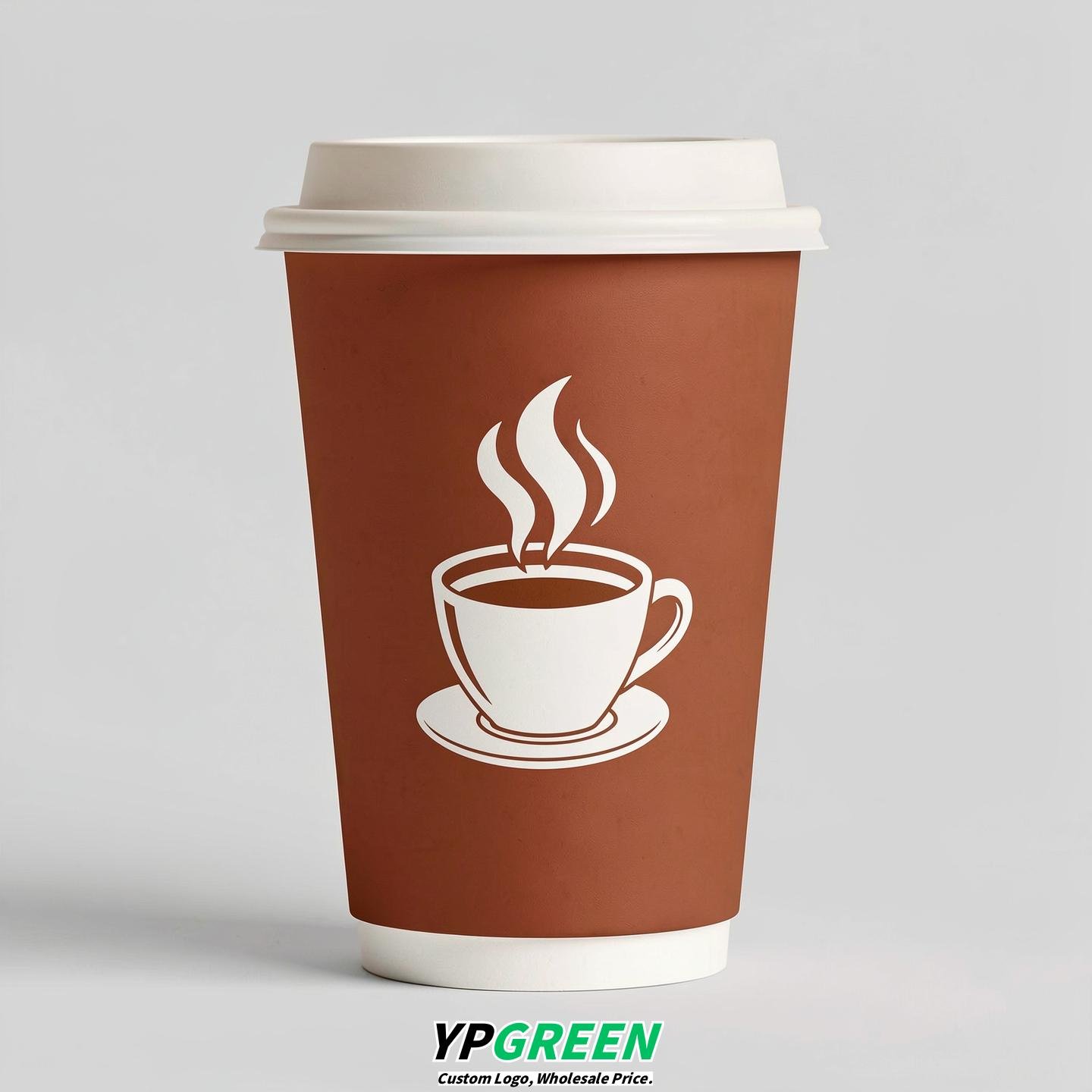 Terracotta Hot Coffee Icon Paper Cups - Disposable Steaming Coffee Design
