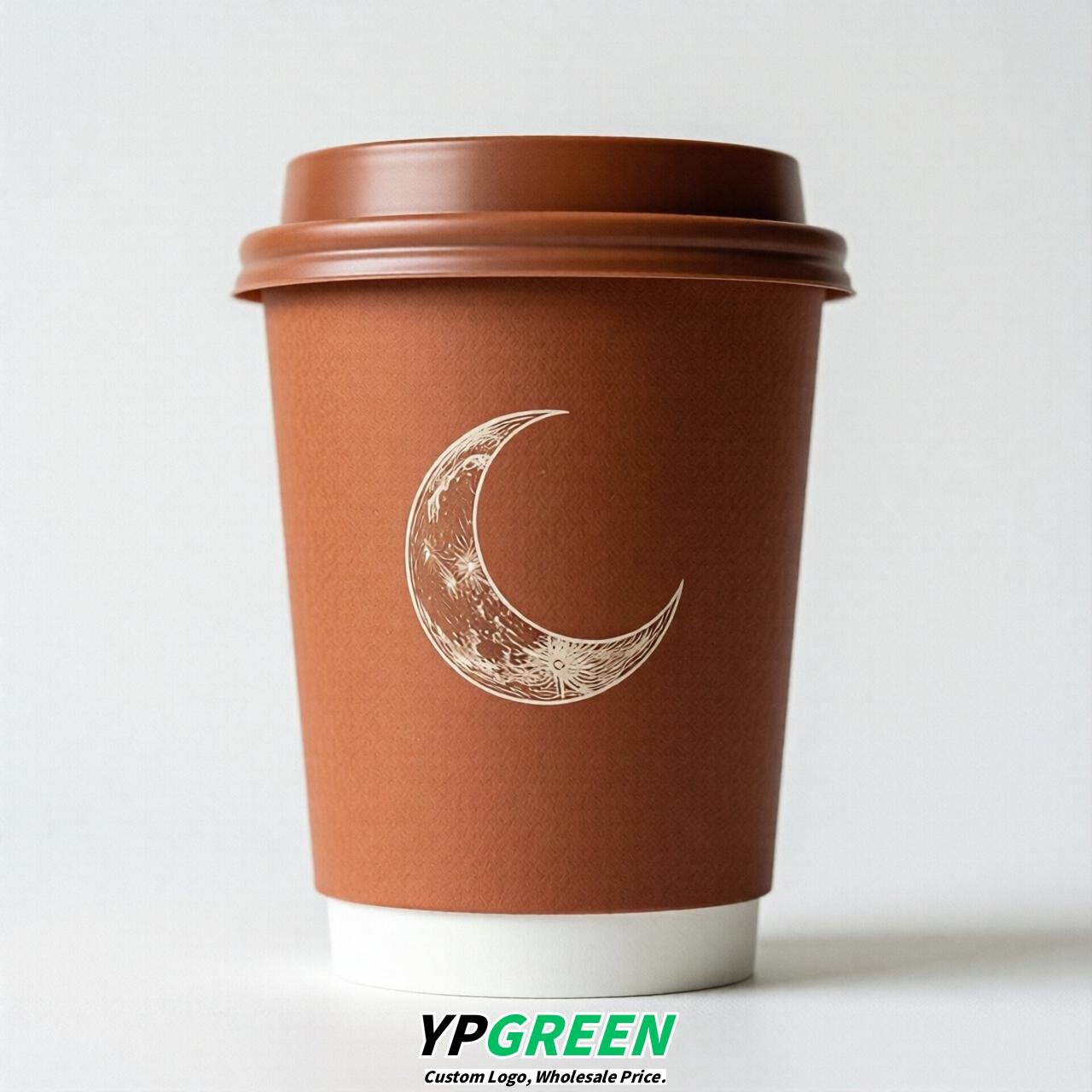 Terracotta Moon Paper Cups with Lids 8-24oz