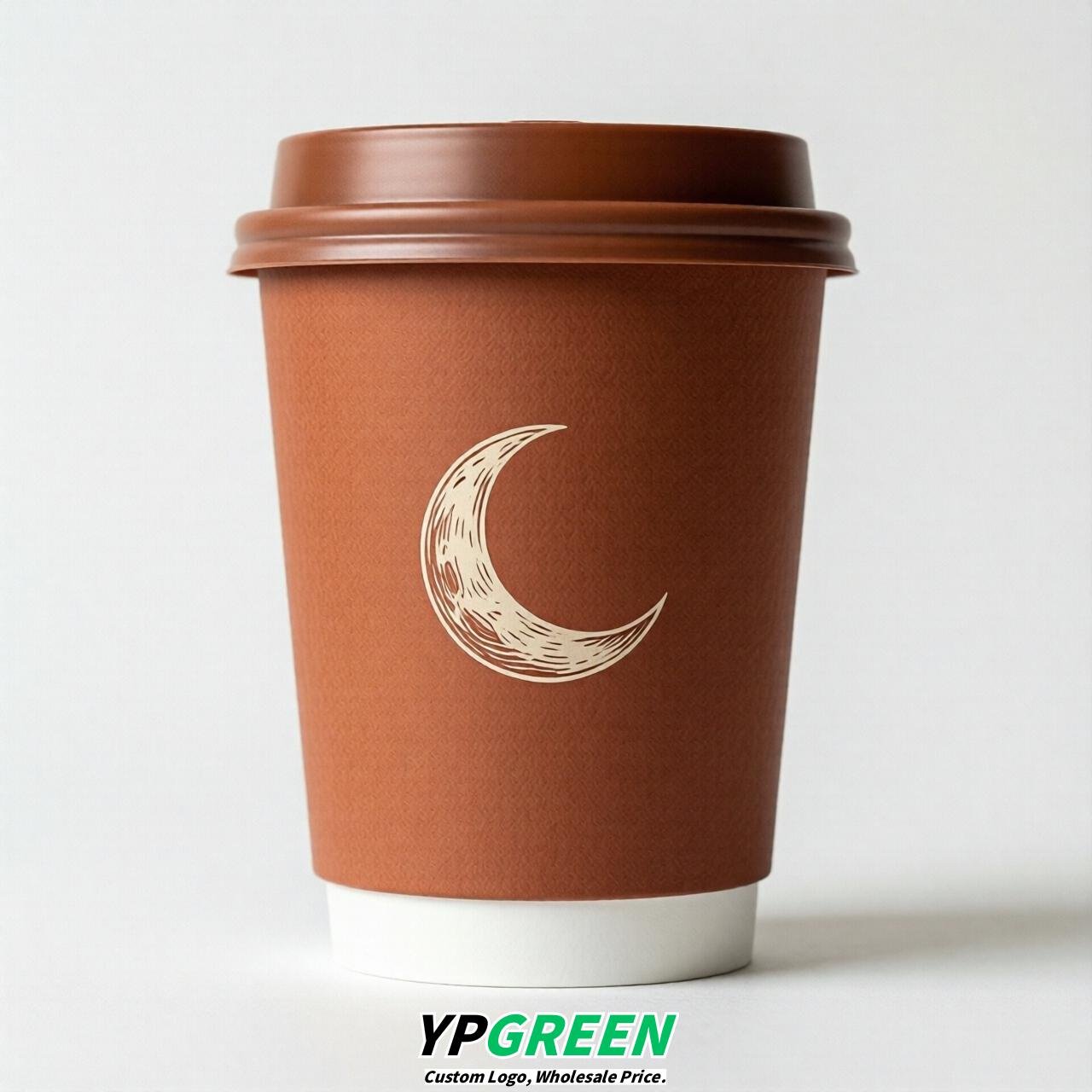Terracotta Moon Paper Cups with Lids 8-24oz