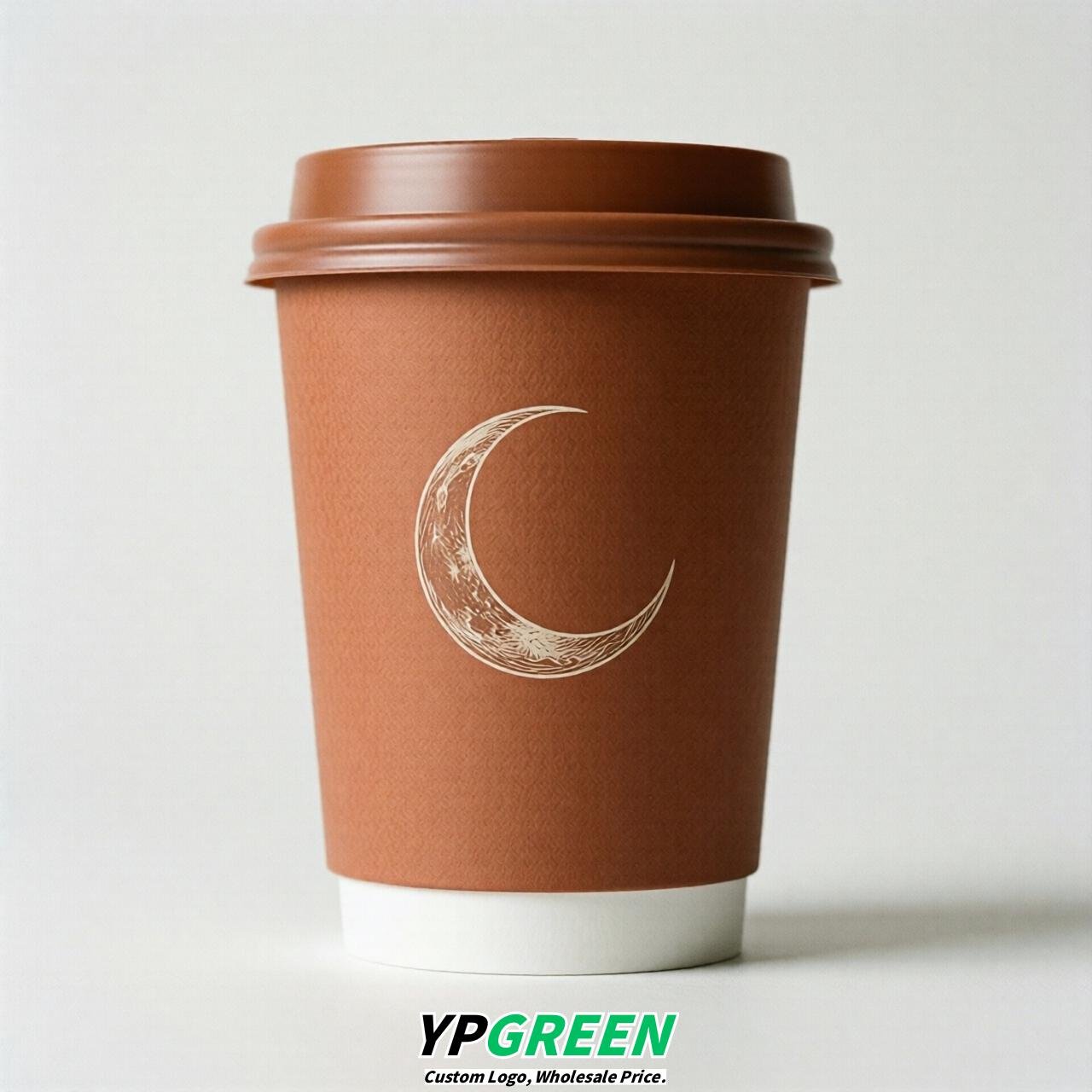 Terracotta Moon Paper Cups with Lids 8-24oz