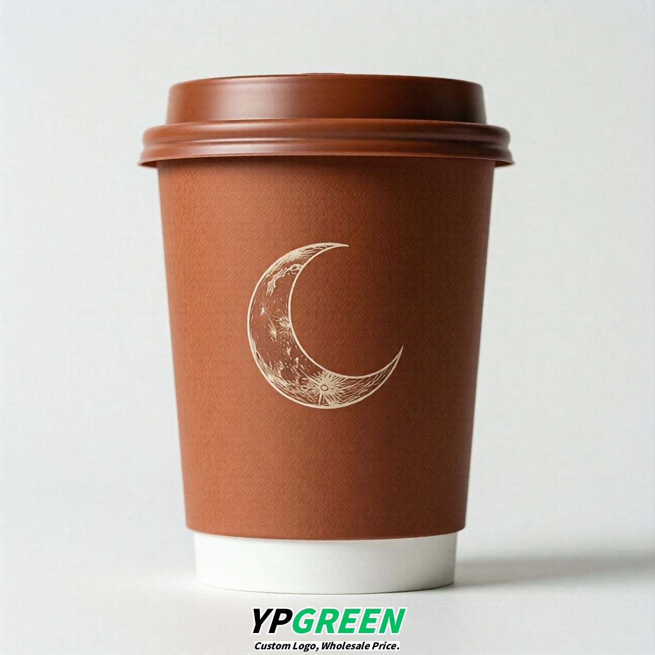 Terracotta Moon Paper Cups with Lids 8-24oz