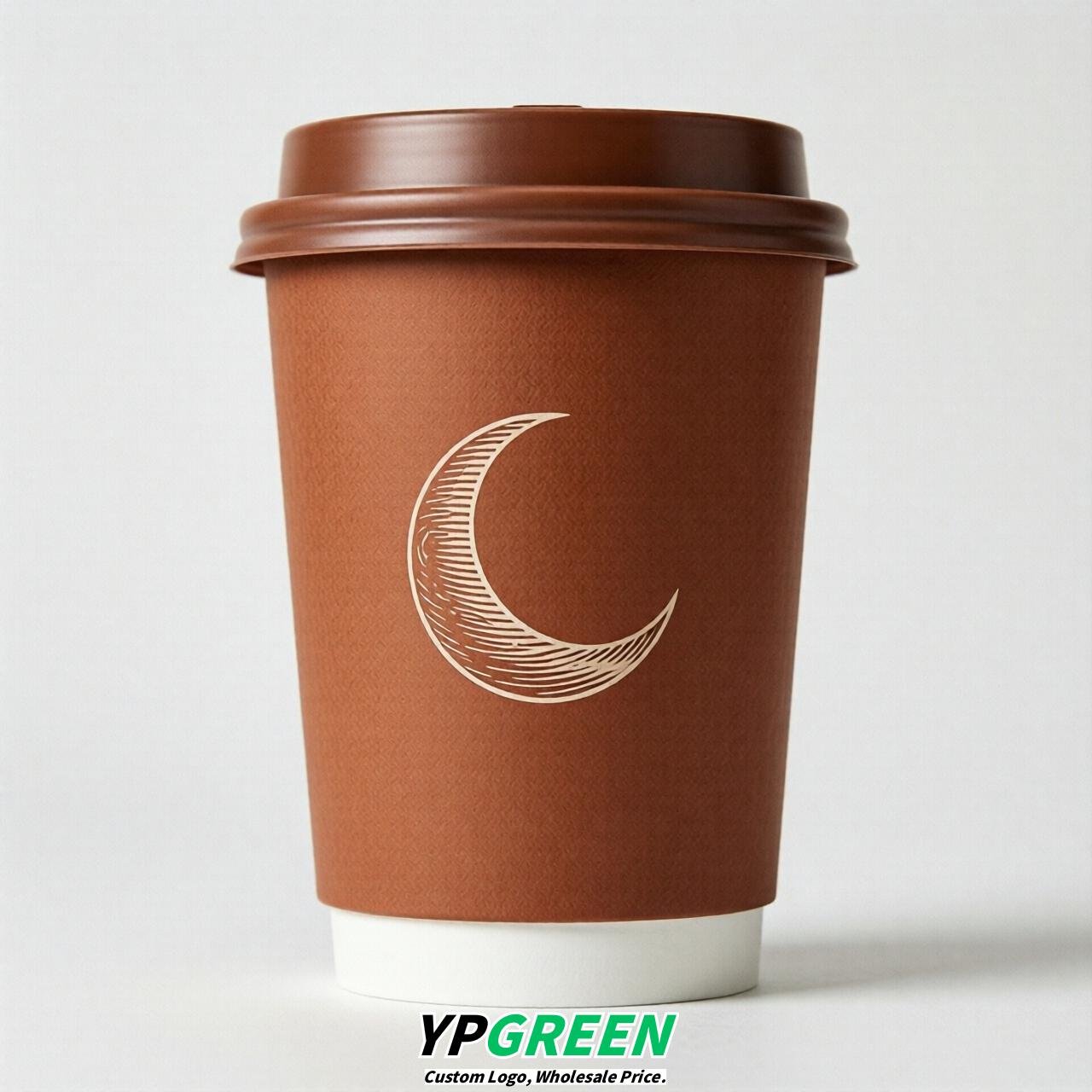 Terracotta Moon Paper Cups with Lids 8-24oz