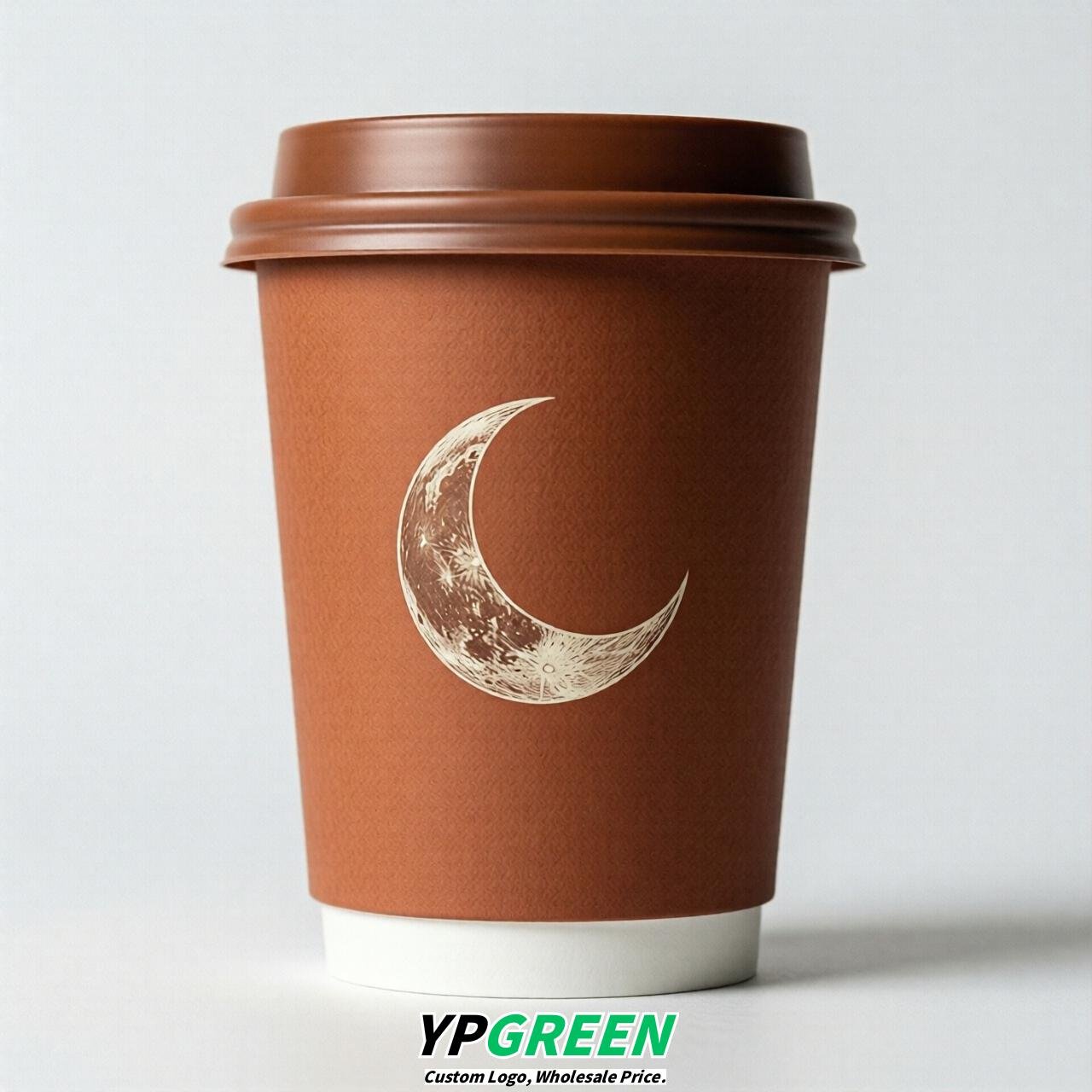 Terracotta Moon Paper Cups with Lids 8-24oz